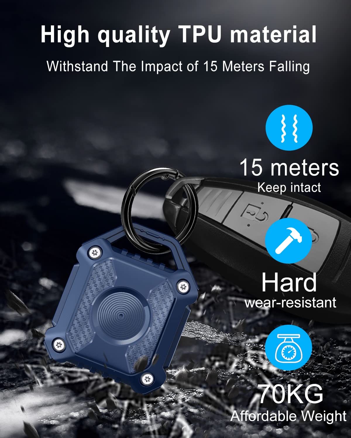 Airtag Holder 4 Pack, Ip68 Waterproof Air Tag. Holder Keychain,Hard Tpu Airtag Keychain, 360 Full Protection, Apple Tag Holder W