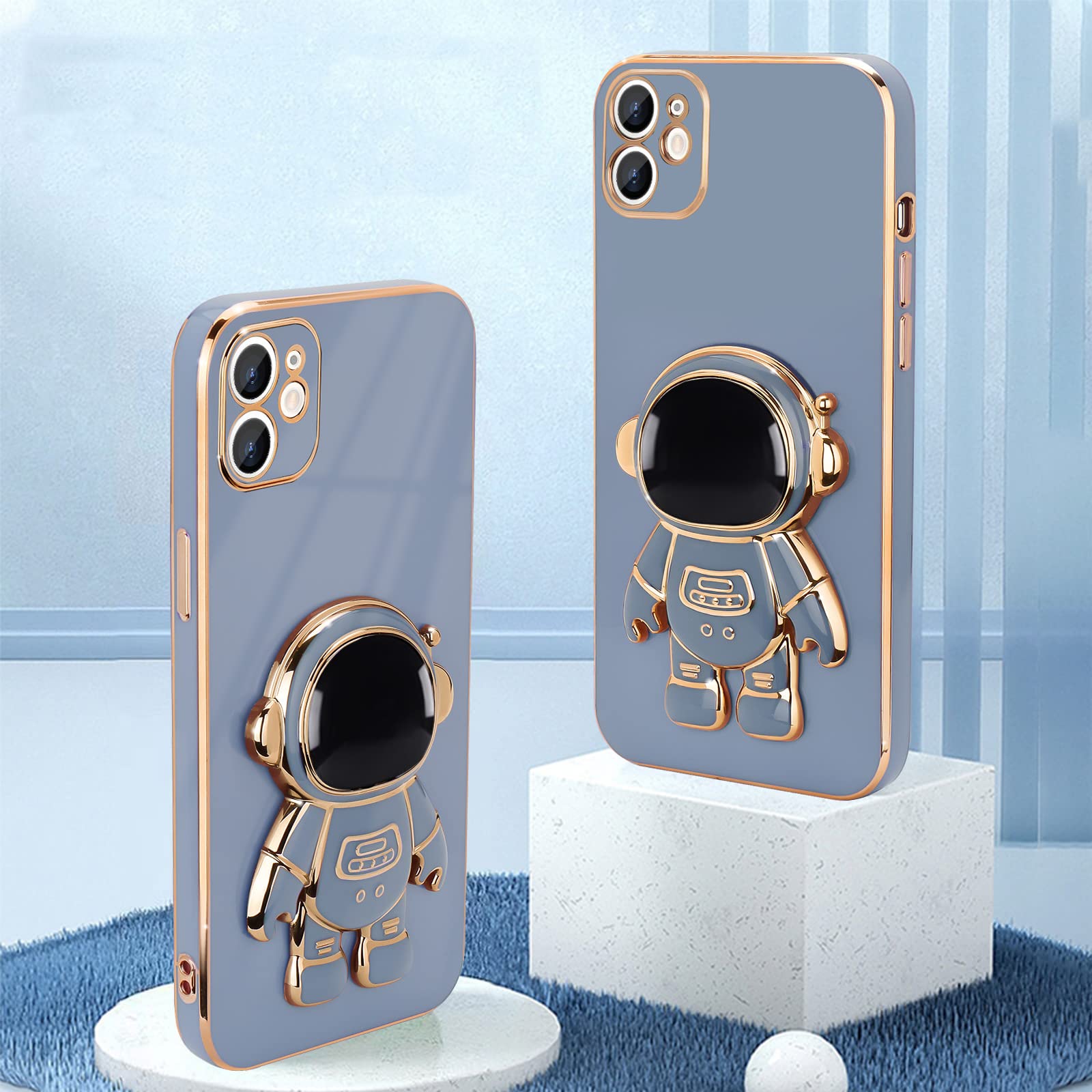 Pepmune Compatible With Iphone 12 Mini Case Cute 3D Astronaut Stand Design Camera Protection Shockproof Soft Back Cover For Appl