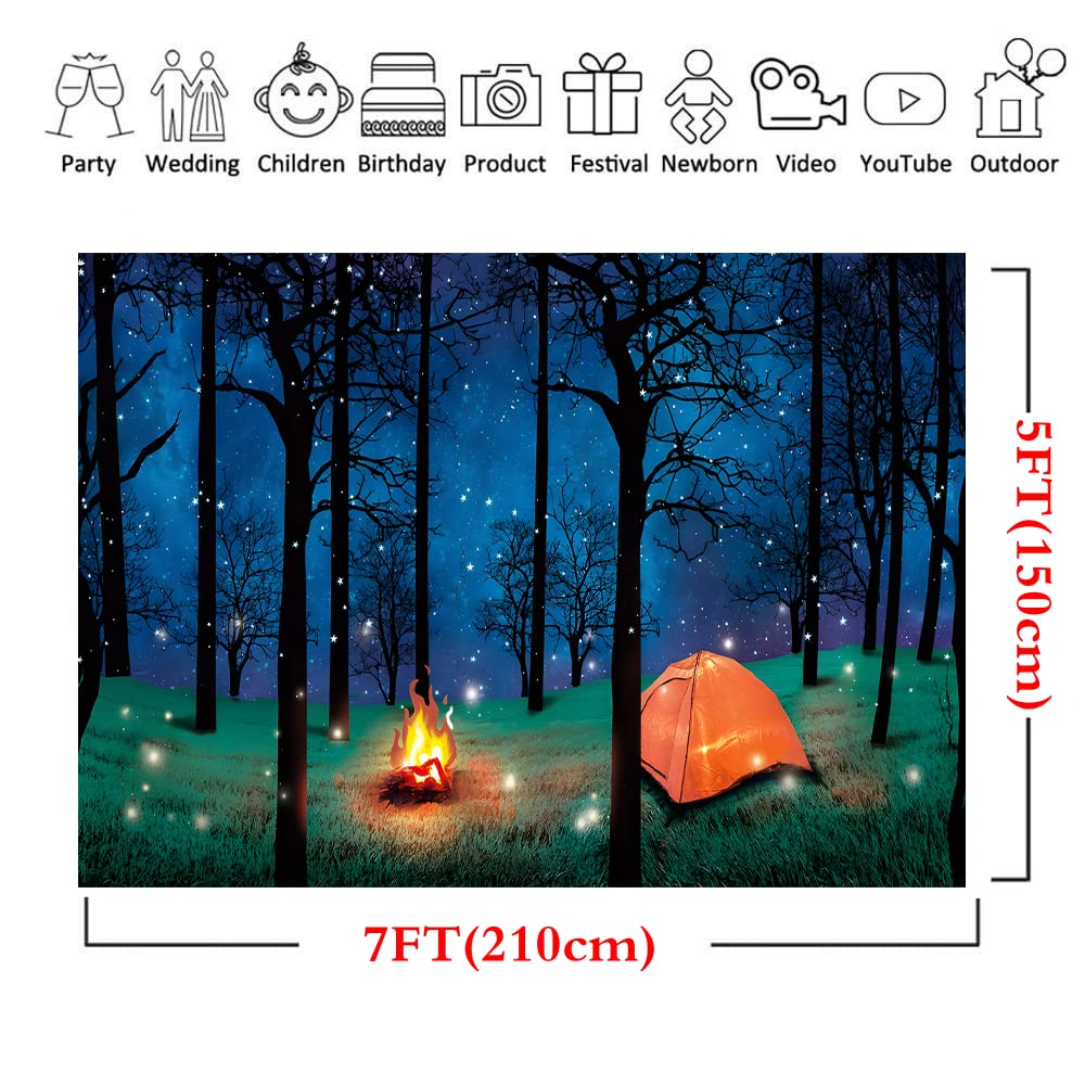 Lywygg 7X5Ft Camping Backdrop Forest Scene Camping Photography Background Camping Photo Backdrop Camping Theme Party Decoration
