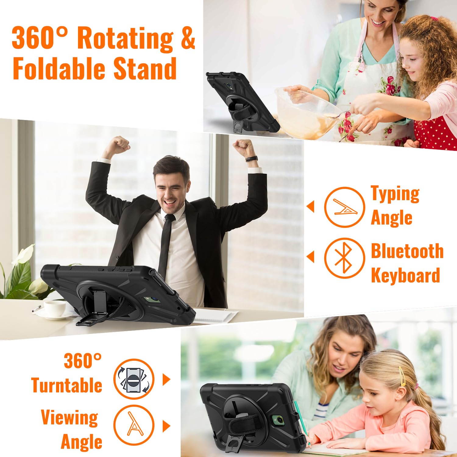 Dreamerx Samsung Galaxy Tab Active 5/Active 3 8'' Case With Strap, Shockproof Cover W/Stand Handle Hand Strap Shoulder Strap For