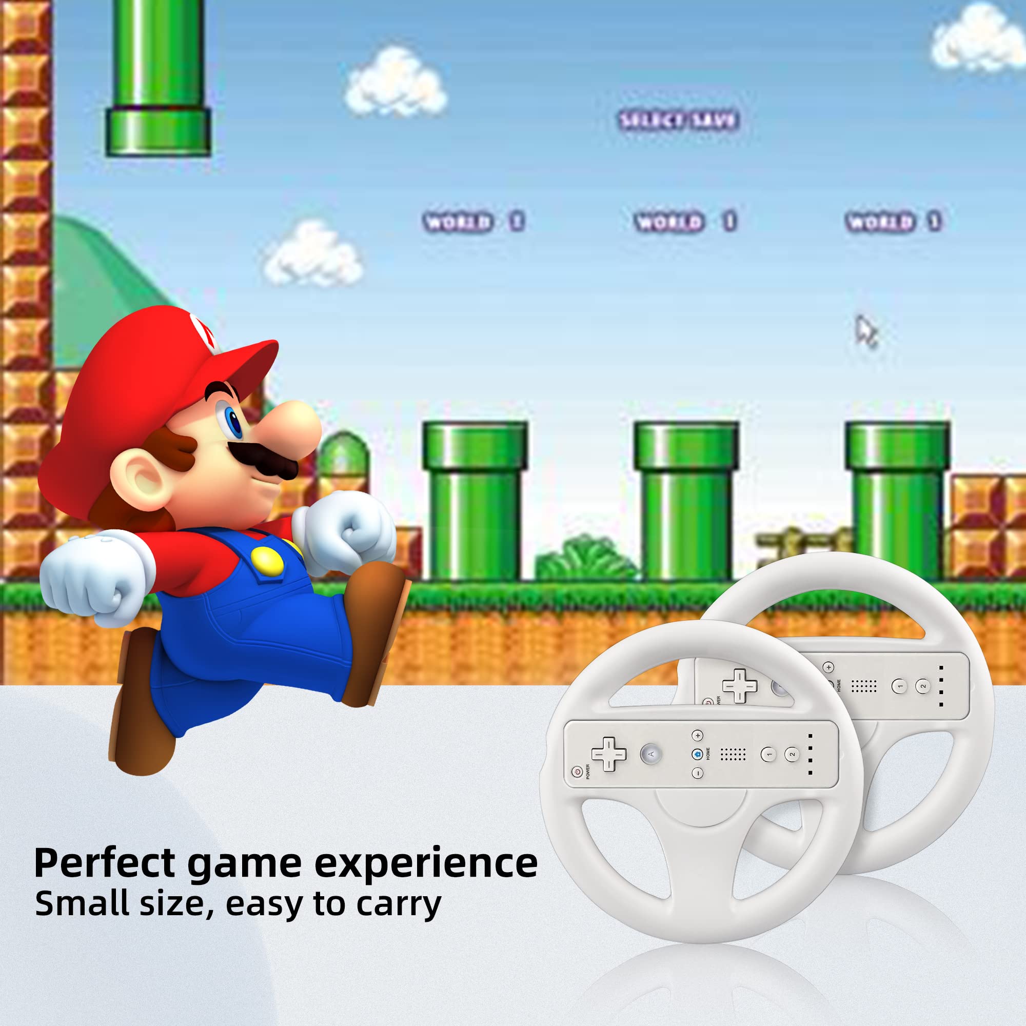 Xahpower Steering Wheel For Nintendo Wii And Wii U Remote Controller, 2 Pack Racing Wheels Games Accessories For Mario Kart (Whi