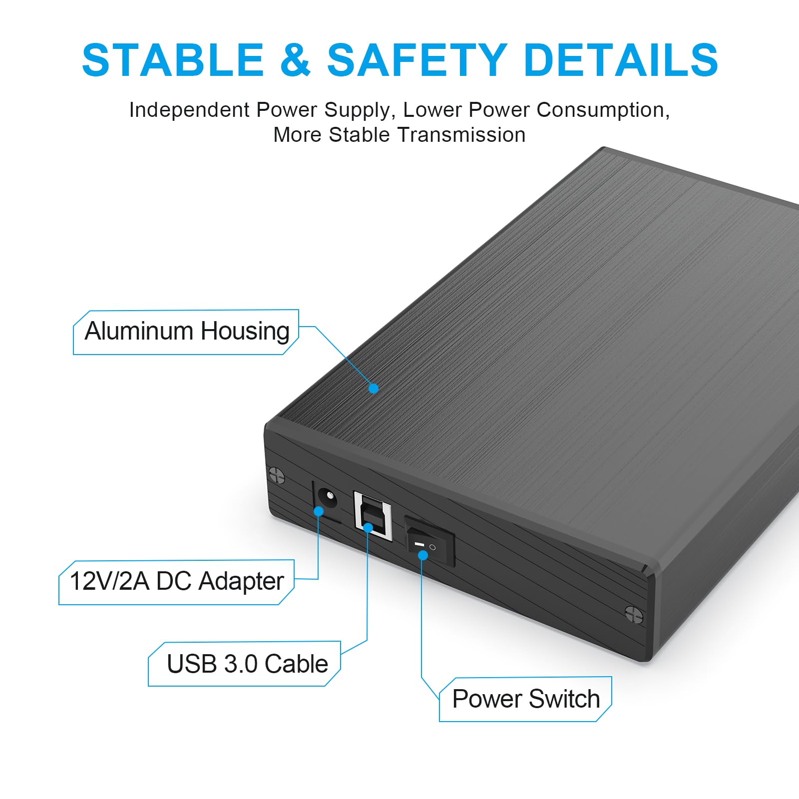 Godo Usb 3.0 To 3.5 Inch Hard Drive Enclosure, Vertical External Hard Drive Docking With Stand For 3.5 Inch Sata Hdd Ssd, Alumin