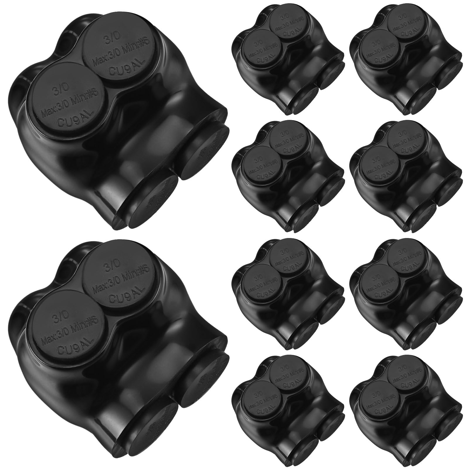 Saysurey 10 Pcs Insulated Multi Cable Connectors 2 Port Single Entry Splice Electrical Power Connector Black Interconnect Termin