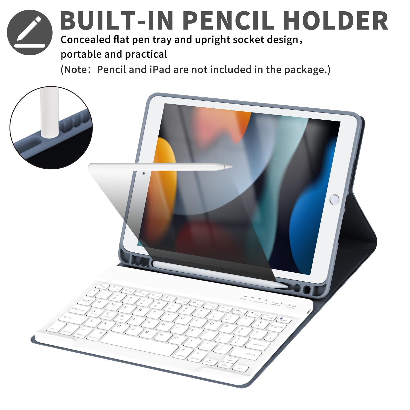 Kbcase Keyboard Case For Ipad 9Th/8Th/7Th Generation 2021/2020/2019, Compatible With Ipad Air 3/Pro 10.5, Detachable Bluetooth K