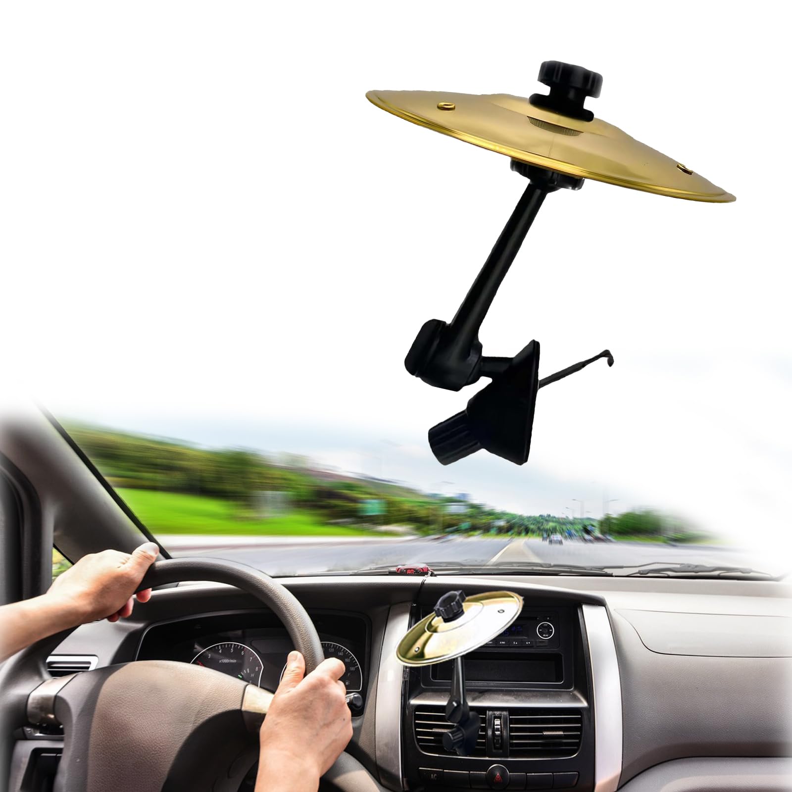 2025 New Car Cymbal - Mini Drum Crash Cymbal Air Vent Clip-On, Universal Fit for All Vehicles (Gold) - Gift for Music Lovers
