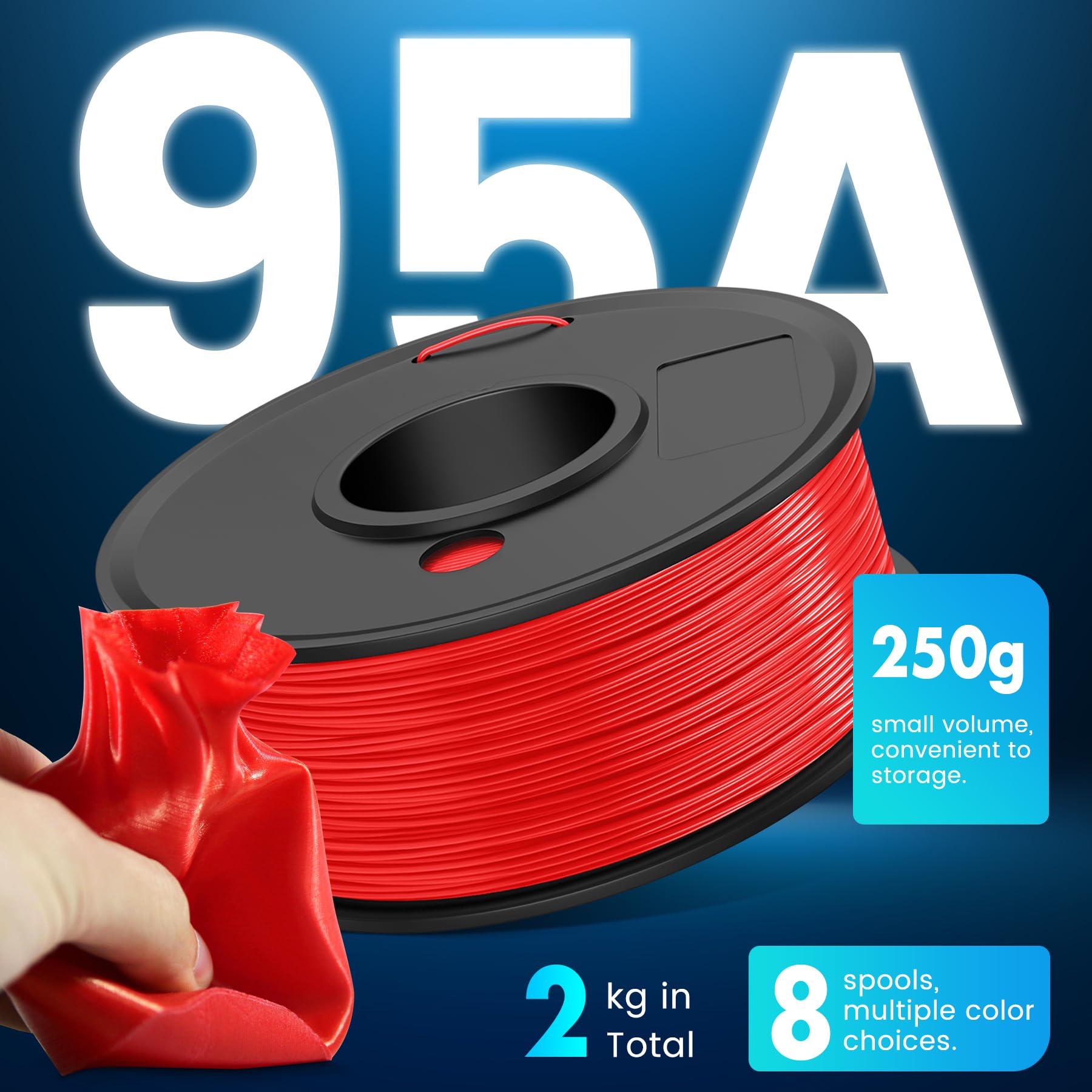 Sunlu Tpu 3D Printer Filament 1.75Mm, High Speed 95A Tpu Filament Bundle, Flexible 3D Filament For Fast Printing, 250G Spool, 8