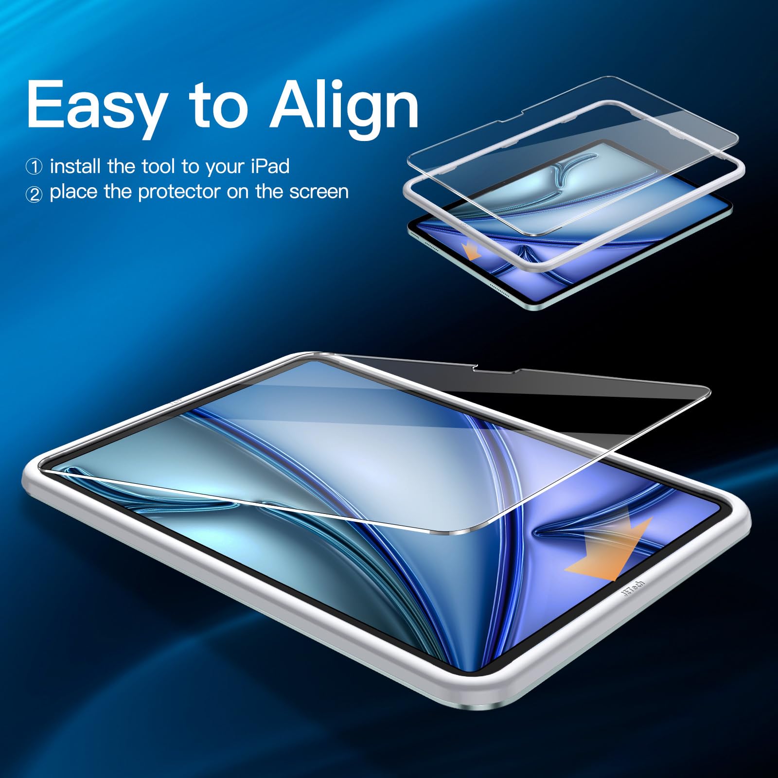 Jetech Screen Protector For Ipad Air 11 Inch M2 (2024) With Easy Installation Frame, Tempered Glass Film, Hd Clear, 2 Pack