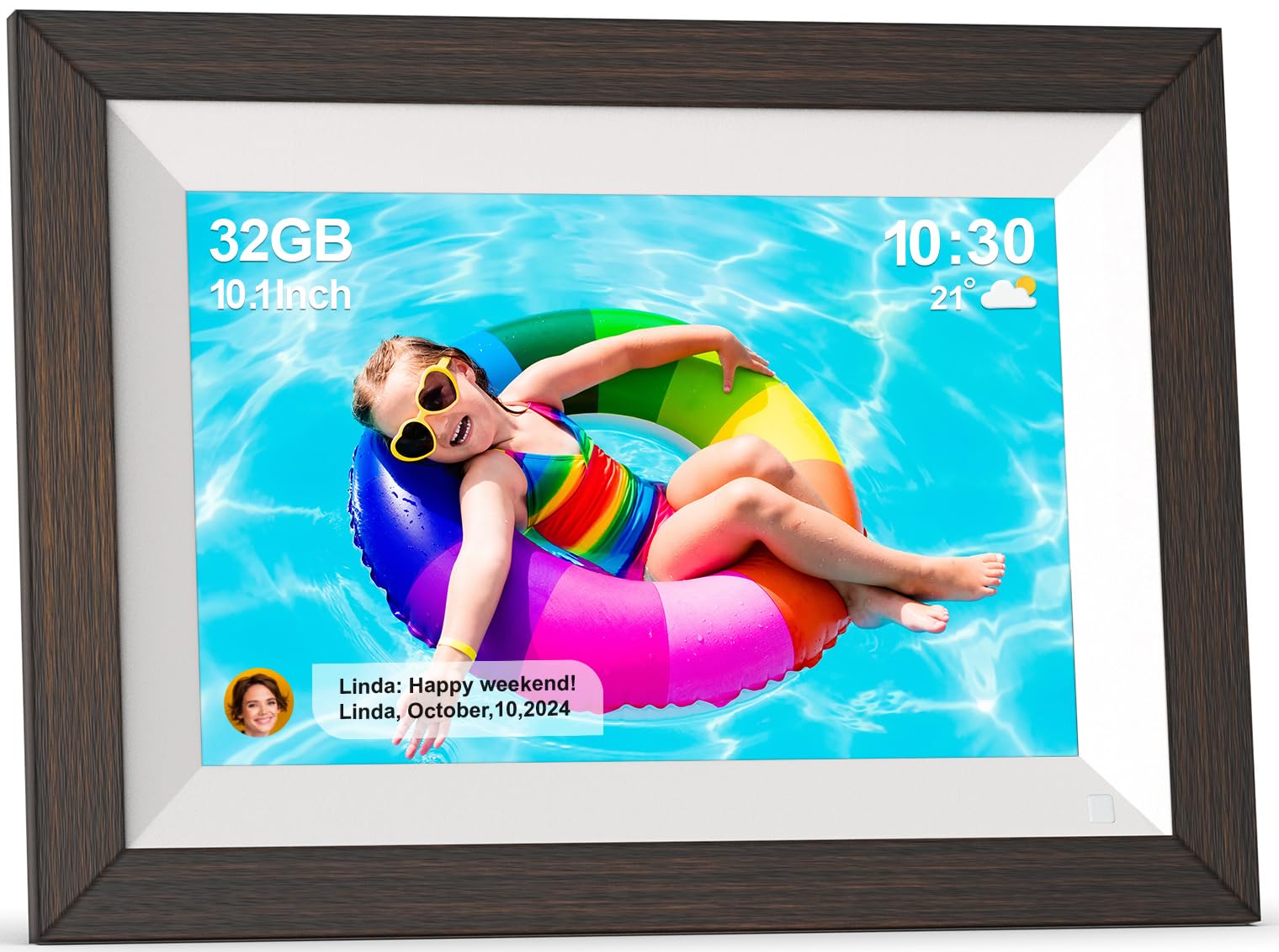 Digital Photo Frame 10.1'' Wood  Smart Picture Frame   32Gb Wifi Frame 1280 * 800 Ips Touch Screen, Auto Rotate, Motion Sensor,