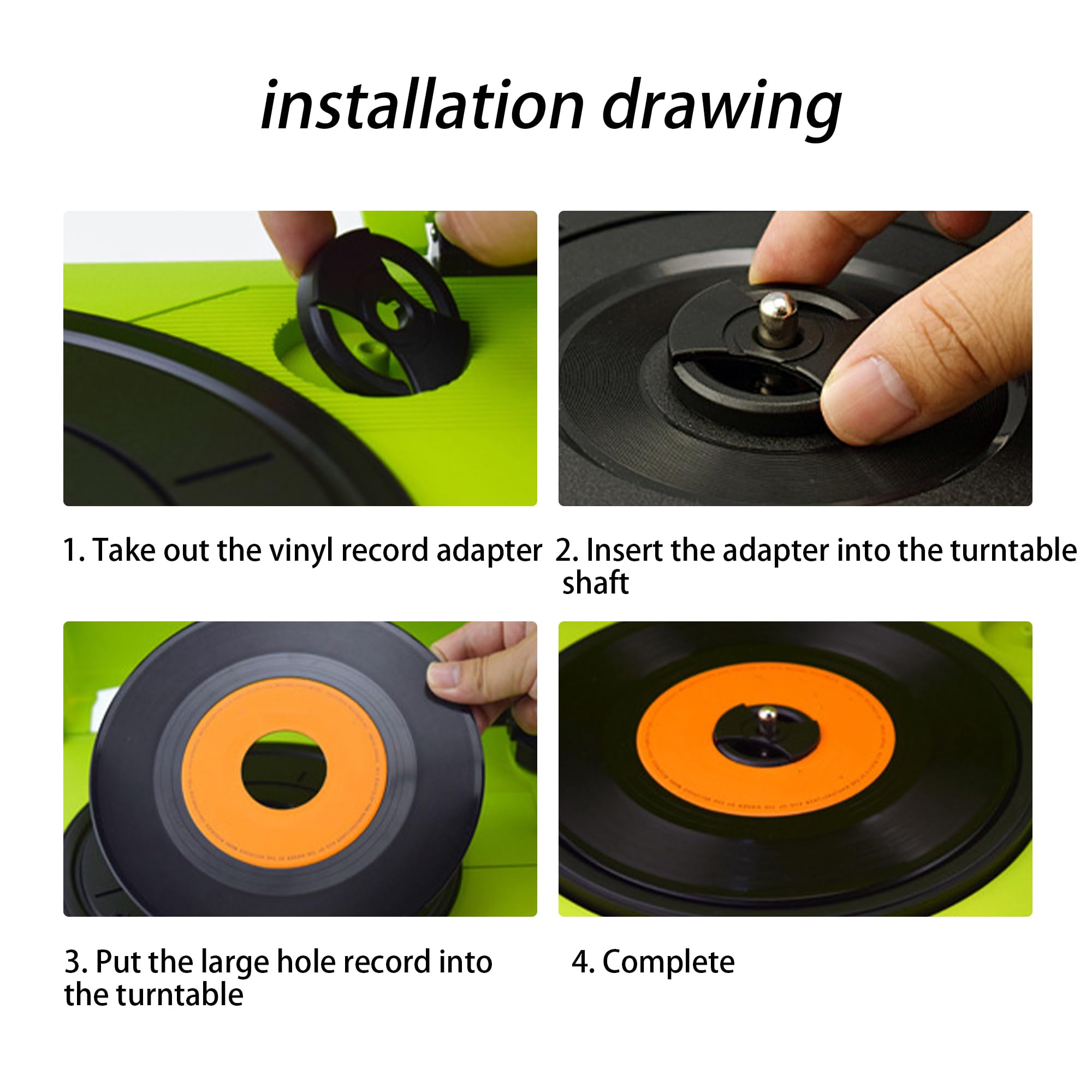 Lovermusic Black 7 Inch 45 Rpm Abs Vinyl Record Centre Hole Adapter For Turntables Record