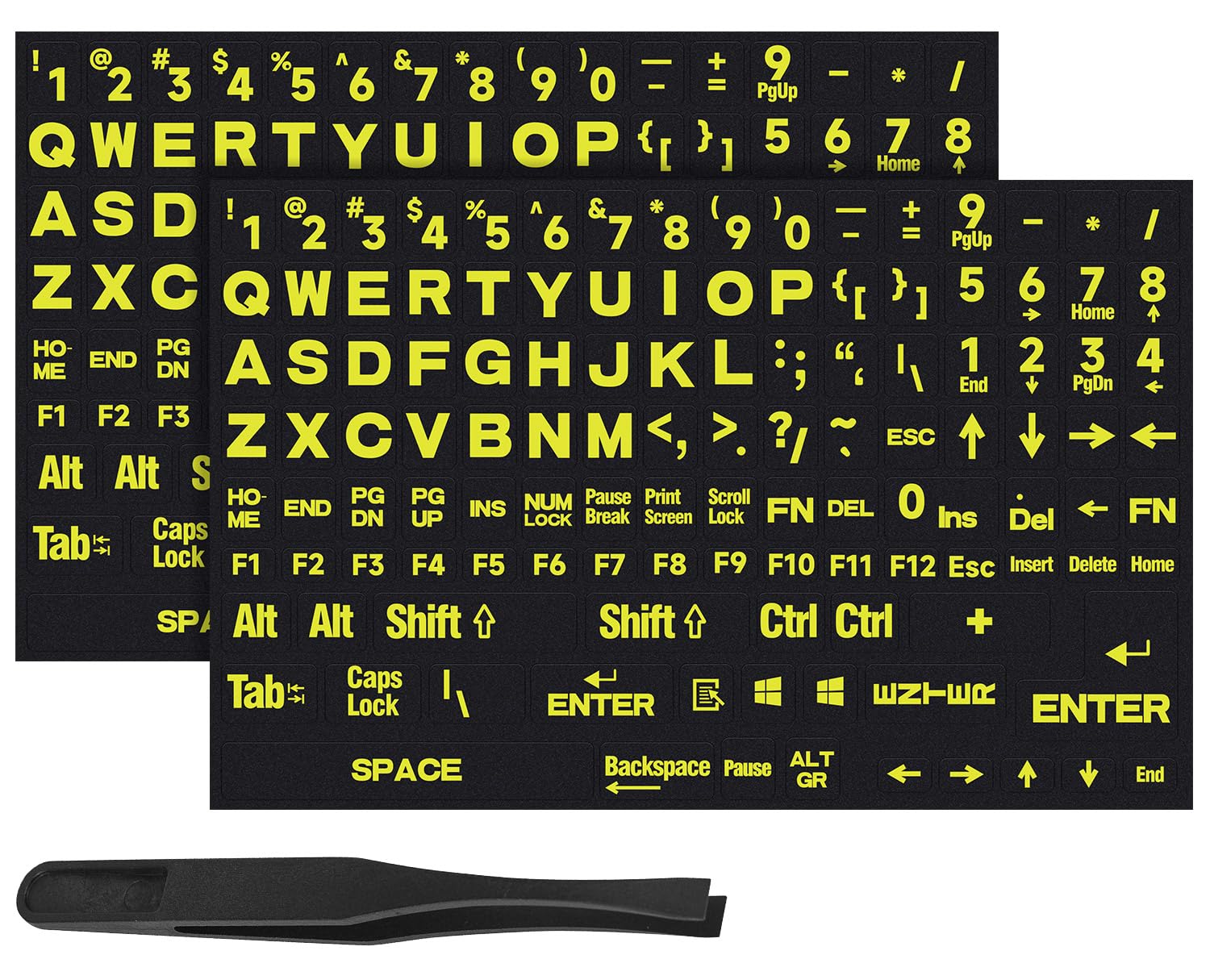 2Pcs Full Set English Keyboard Stickers Large Letters   Keyboard Letter Replacement Stickers For Laptop Pc Computer, Matte Engli