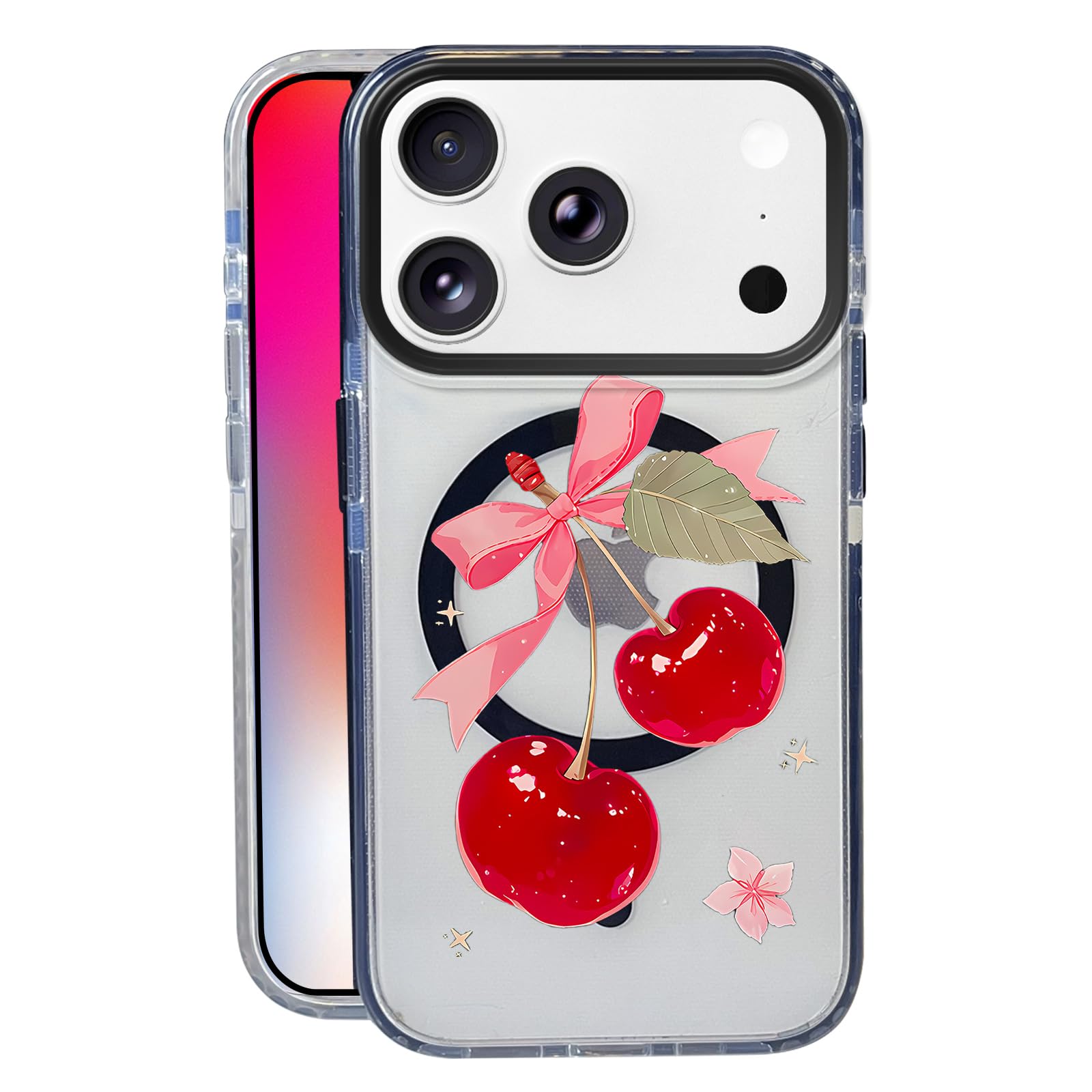 Nimeey Big Cherry Bow for iPhone 17 Pro Case,MagSafe Compatible,Matte Soft Slim Shockproof Cover,Anti-Fingerprint,Anti-Yellowing