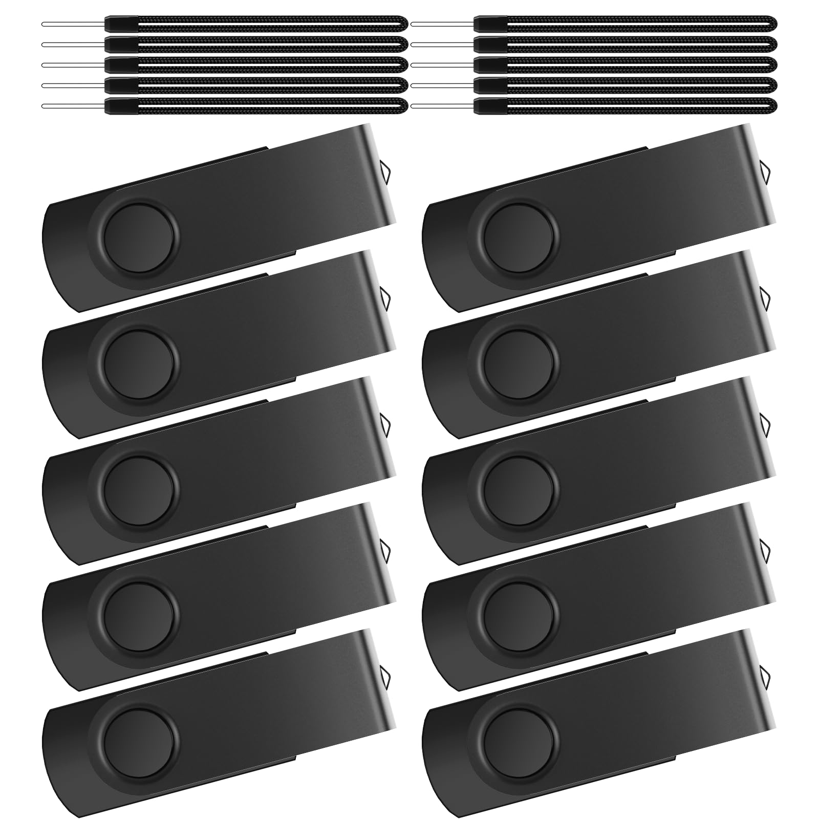 Kepmem USB 2.0 Flash Drive 8GB 10 Pack Thumb Drive Black USB Drive Pendrive Portable 8 GB Memory Stick Swivel Jump Drive Zip Dri