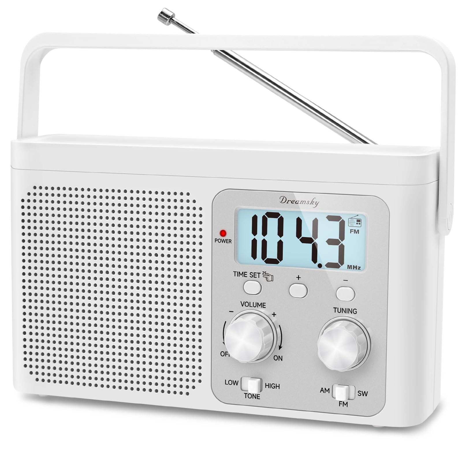 Dreamsky Am Fm Radio Portable   Shortwave Radio Battery Powered Or Plug In Wall For Home Outdoor, Strong Reception, Large Dial E