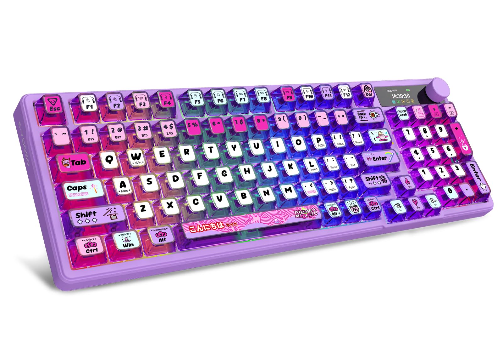 EYOOSO 96% Wireless Mechanical Keyboard Creamy with Screen & Knob, Purple