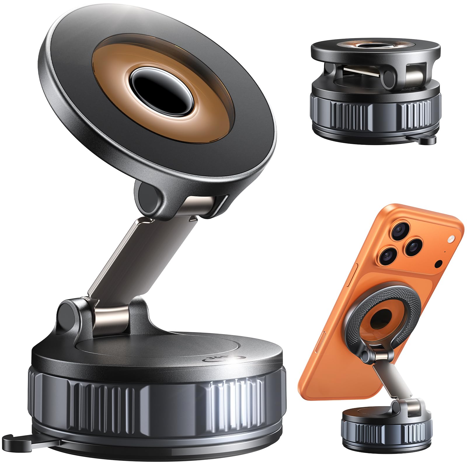 Peerock Car Phone Holder, 360Adjustable Magnetic Phone Holder for Car, Foldable Suction Cup Phone Mount, Phone Holders for Your 