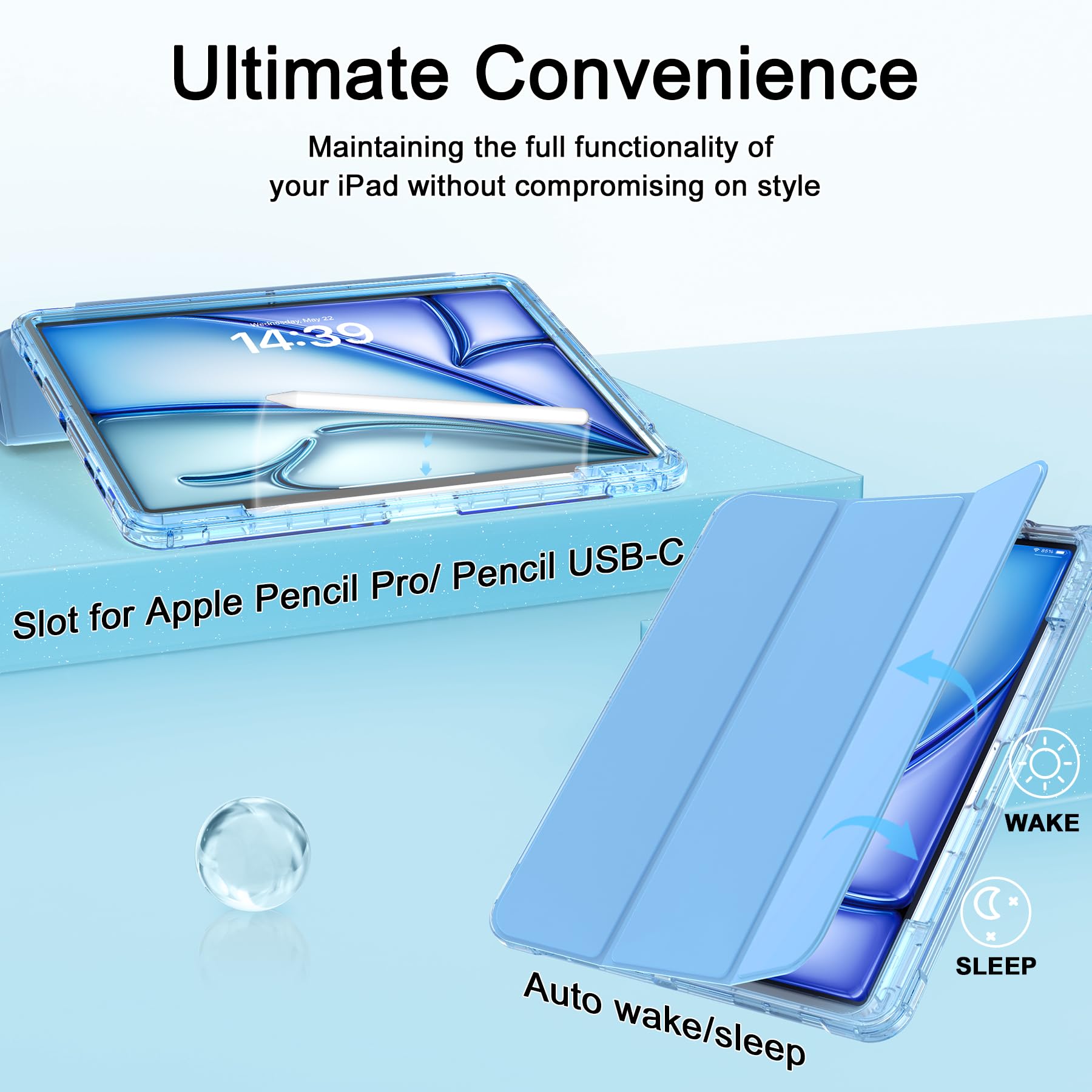 Sevrok Case For Ipad Air 13 Inch M2 (2024),Screen Leather Protector With Pencil Holder,Soft Leather Trifold Stand Magnetic Smart