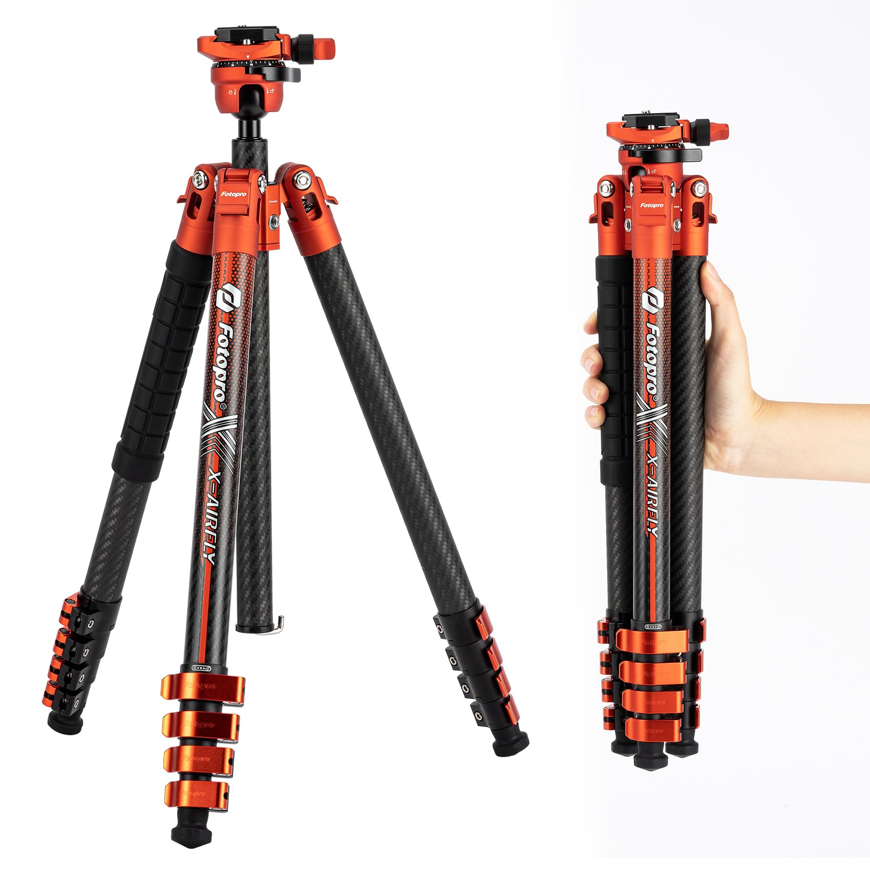 Fotopro X Airfly 63 Inch Lightweight Travel Camera Tripod With Panoramic Ball Head 2.51Lb Expandable Compact Portable Profession