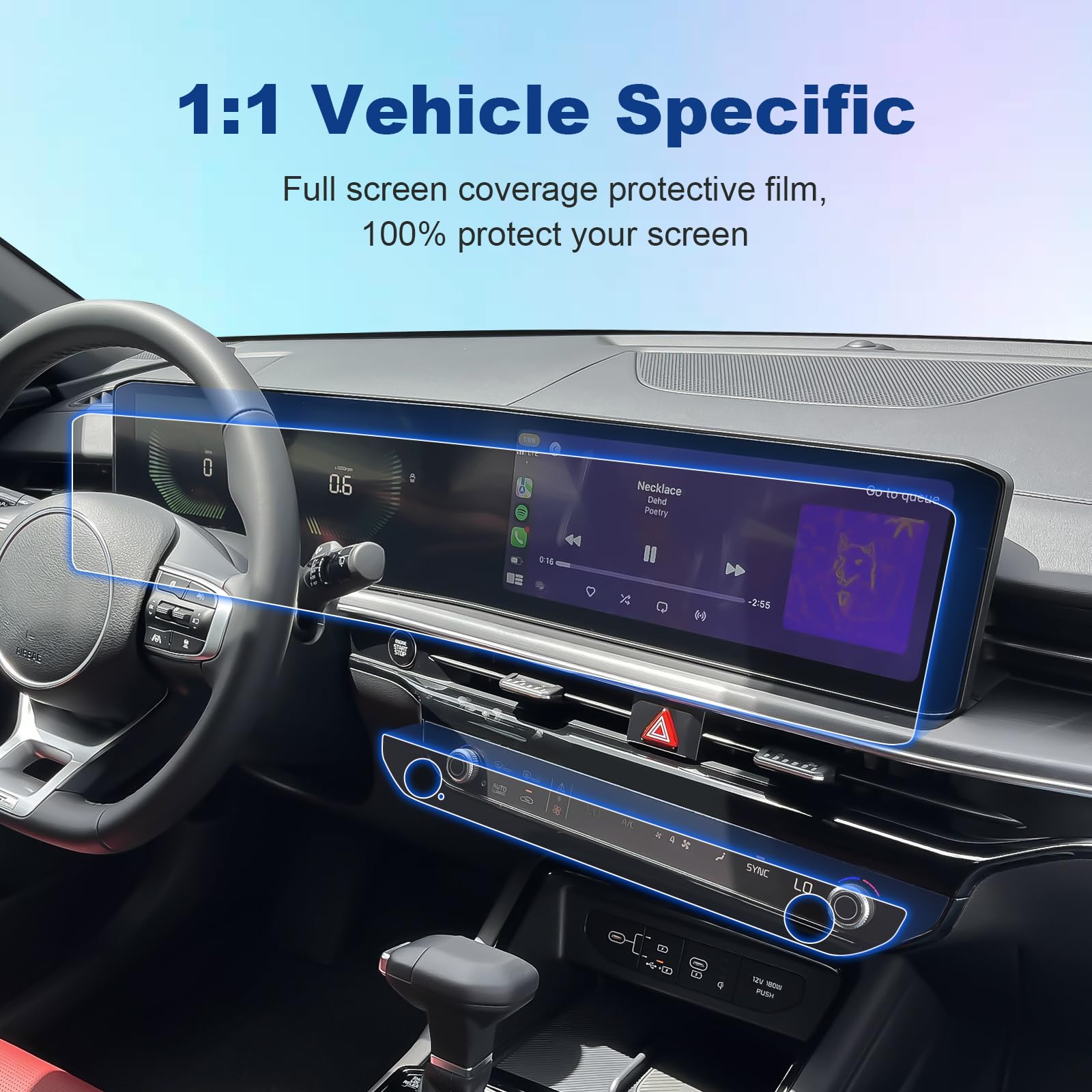 Coleya 2025 Kia K5 Screen Protector - 12.3 Touchscreen & A/C High Clarity Protective Film for LXS/GT-Line/GT/EX, 4 Pack