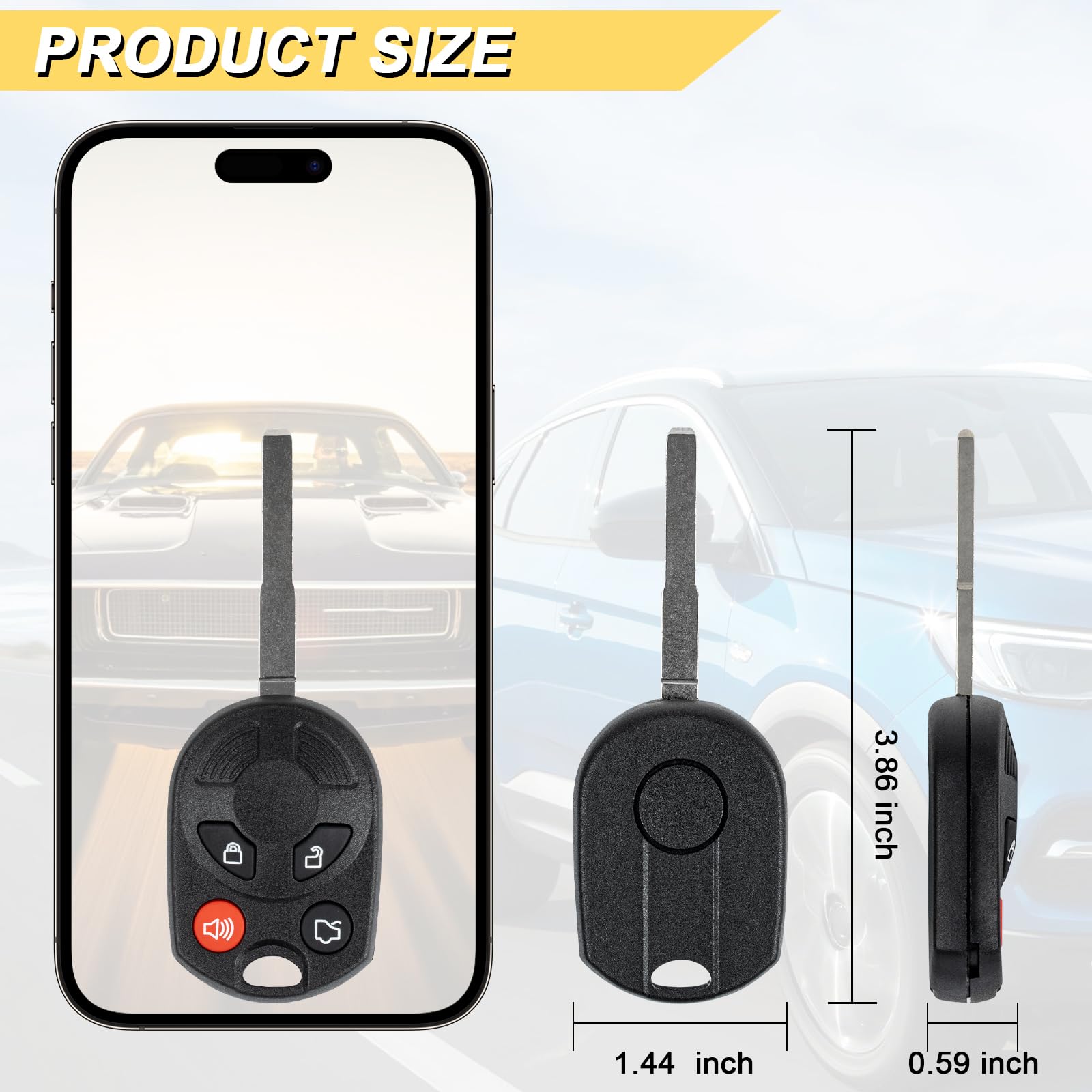 Vurkcy Key Fob Replacement For 2012-2019 Ford Focus/ 13-19 Escape C-Max/ 15-18 Fiesta/ 14-20 Transit Car Keyless Entry Remote Co