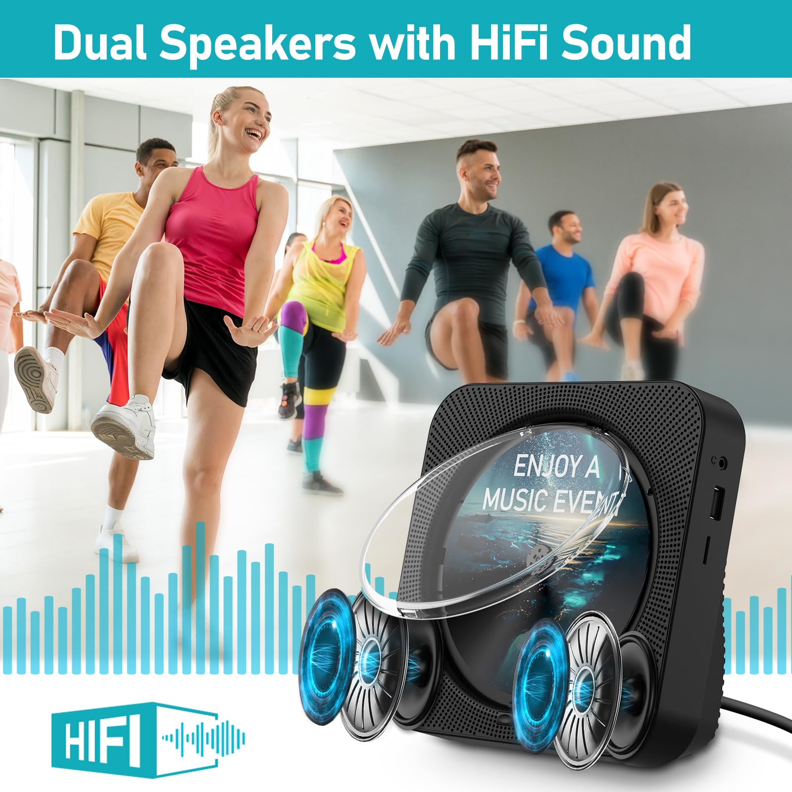 Micocious Cd Player Bluetooth Desktop Cd Player With Speakers For Home Portable Music Cd Players With Rc, Led Display, Fm Radio,