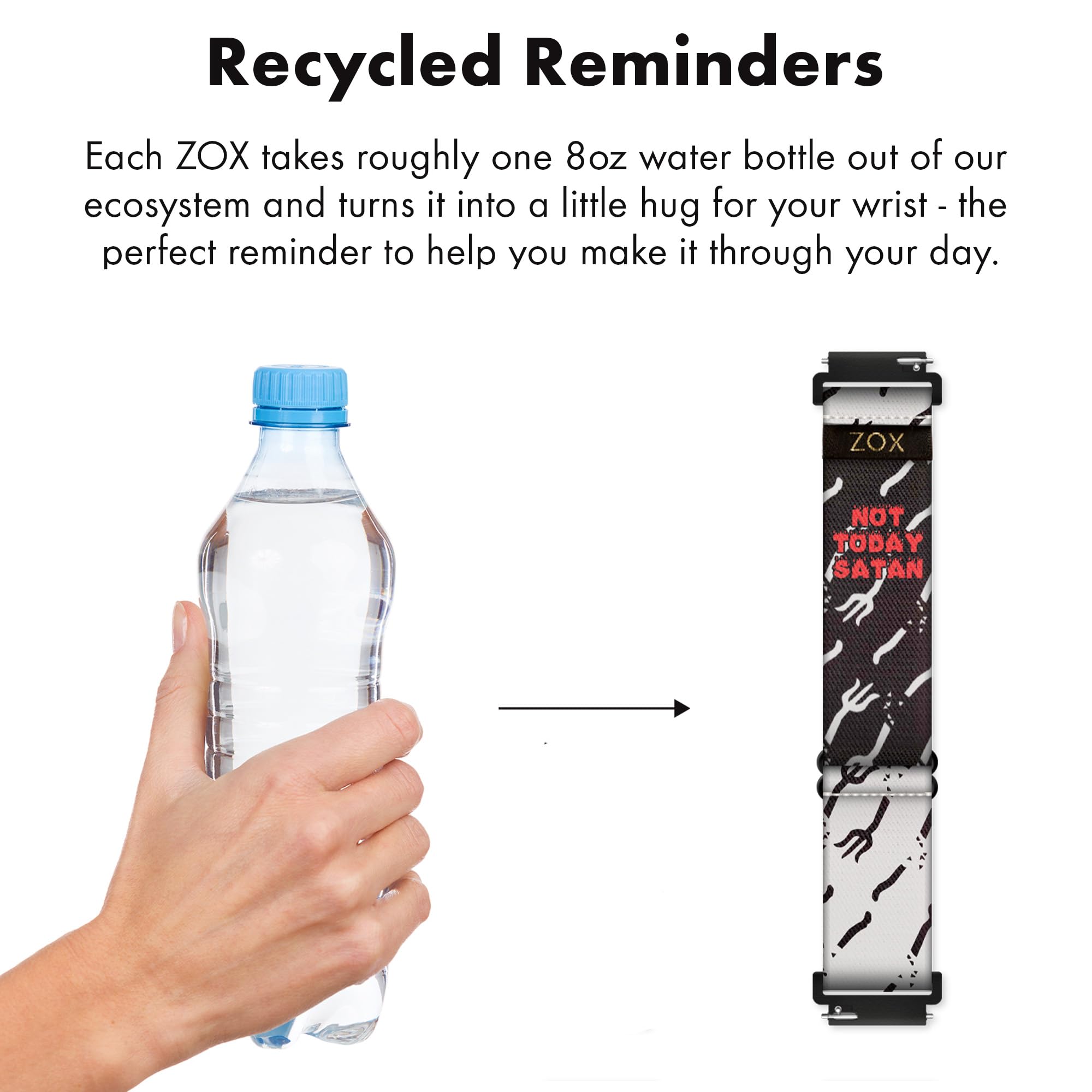 Zox Android Smart Watch Band - Not Today, Satan | Soft, Adjustable Elastic Band With Motivational Affirmations And Beautiful Art