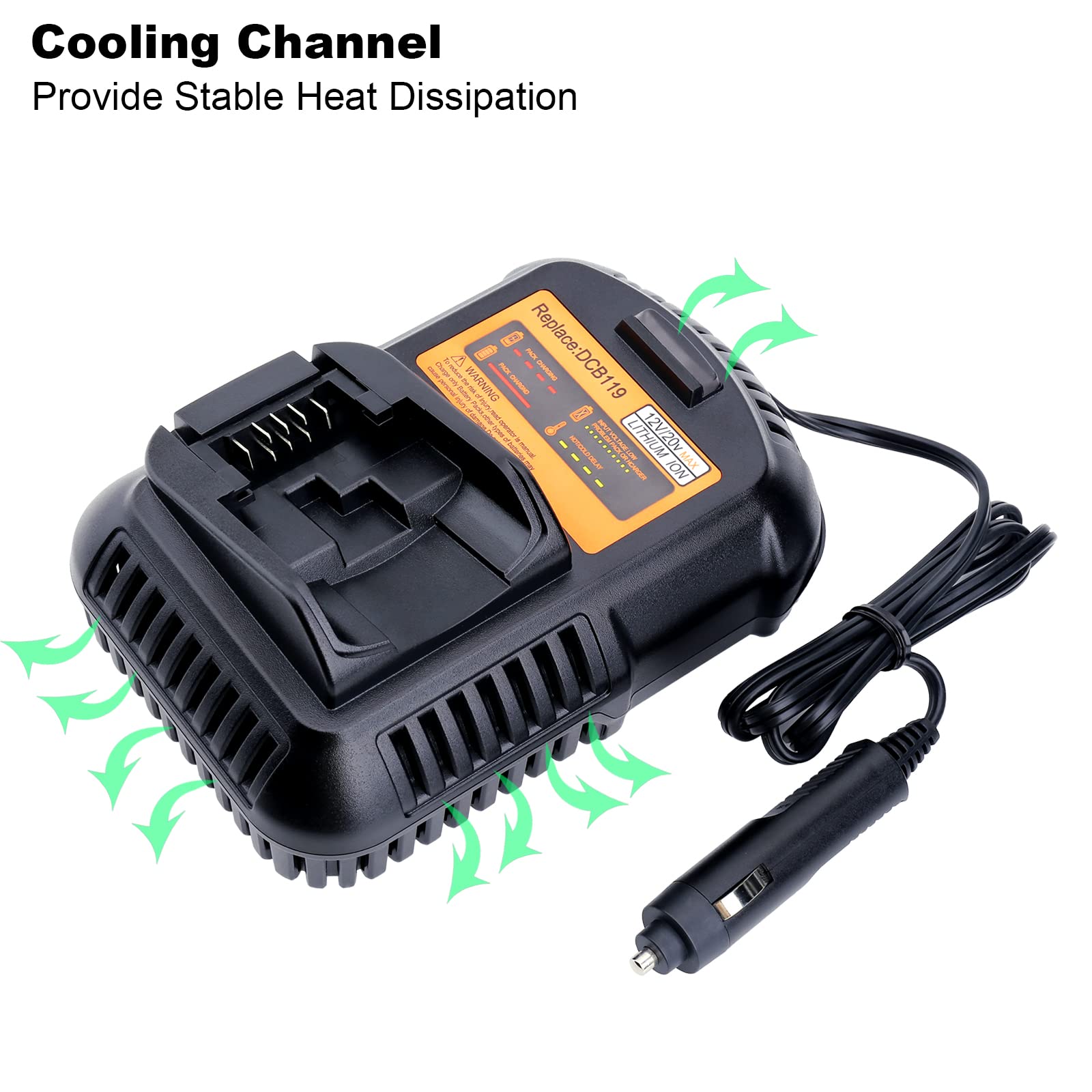 Kotoate Dcb119 Car Battery Charger Compatible With 12V, 20V & 60V Max Lithium Ion Battery Dcb203 Dcb201 Dcb204 Dcb206 Dcb606 Dcb