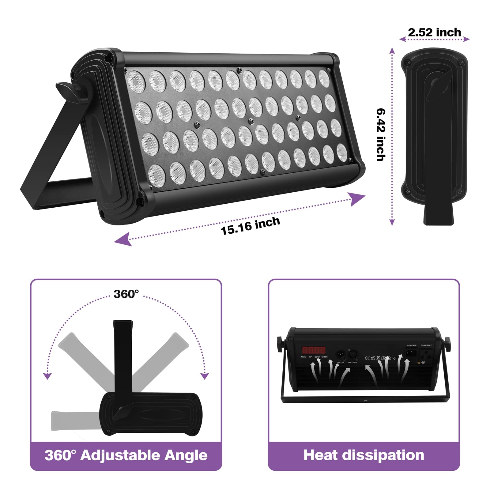 Led Stage Light Wall Washer Bar 80W 48Leds Rgb Dj Lights Bar 2 8 12 Dmx Control Auto Play Sound Activated Uplight For Wedding Di