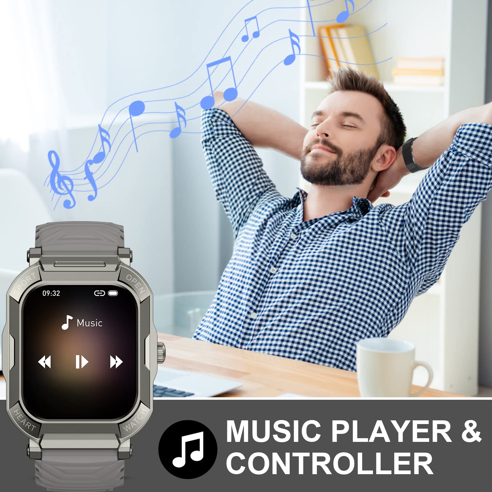 1.91 ' ' Military Smart Watch For Men Phone Call (Dial/Receive) Smartwatch, Fitness Tracker, Compatible For Android Ios Phones,