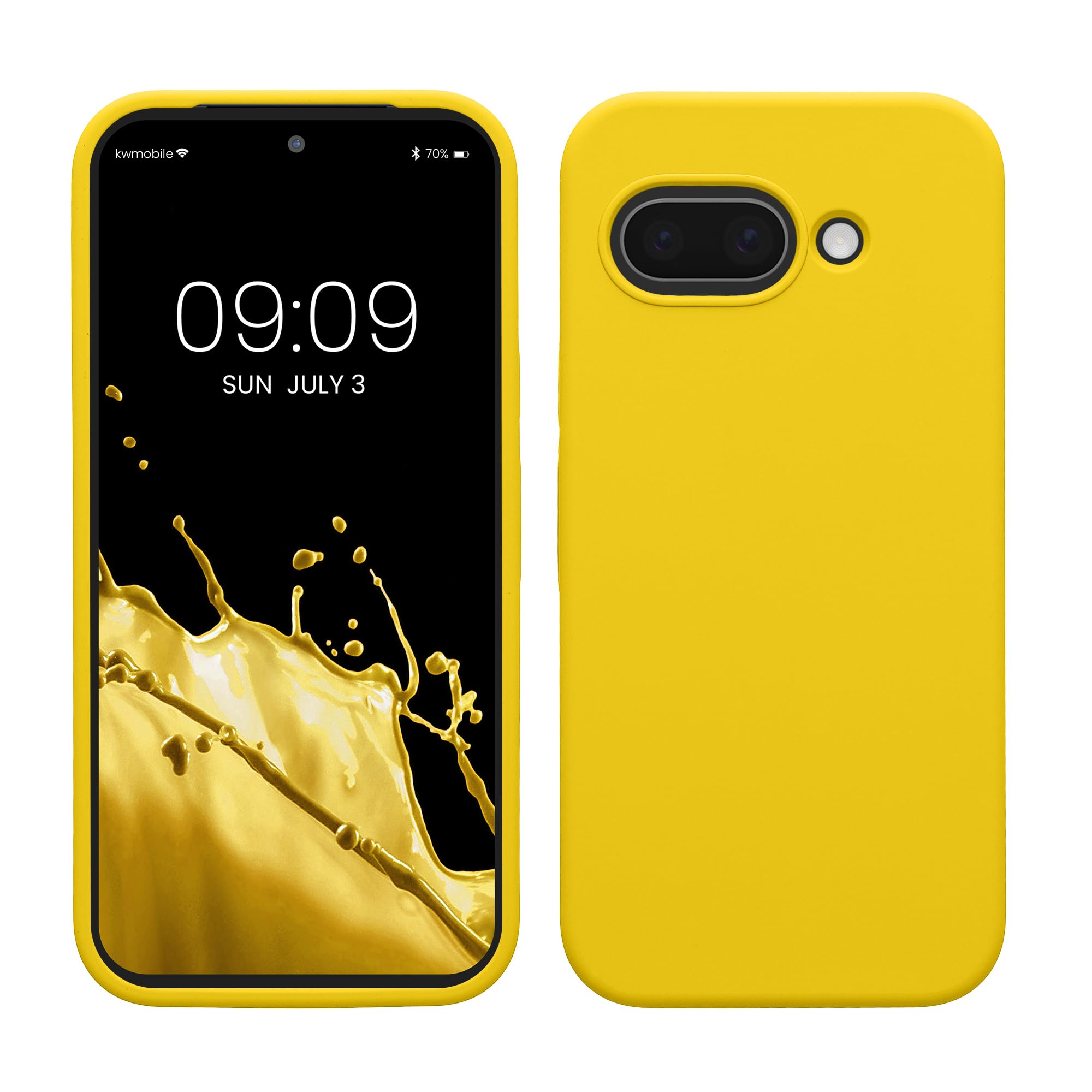 kwmobile Case Compatible with Google Pixel 9a Case - TPU Silicone Phone Cover with Soft Finish - Radiant Yellow
