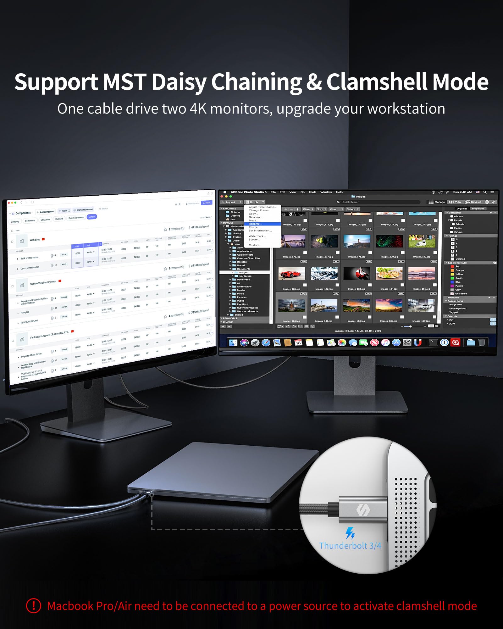Silkland Usb C To Displayport 1.4 Cable 10Ft, Thunderbolt 3/4 To Dp [8K@60Hz, 4K@144Hz, 2K@240Hz], 5K Hbr3 Type C To Dp Cable,With Macbook Pro M1 M2,Mac Mini