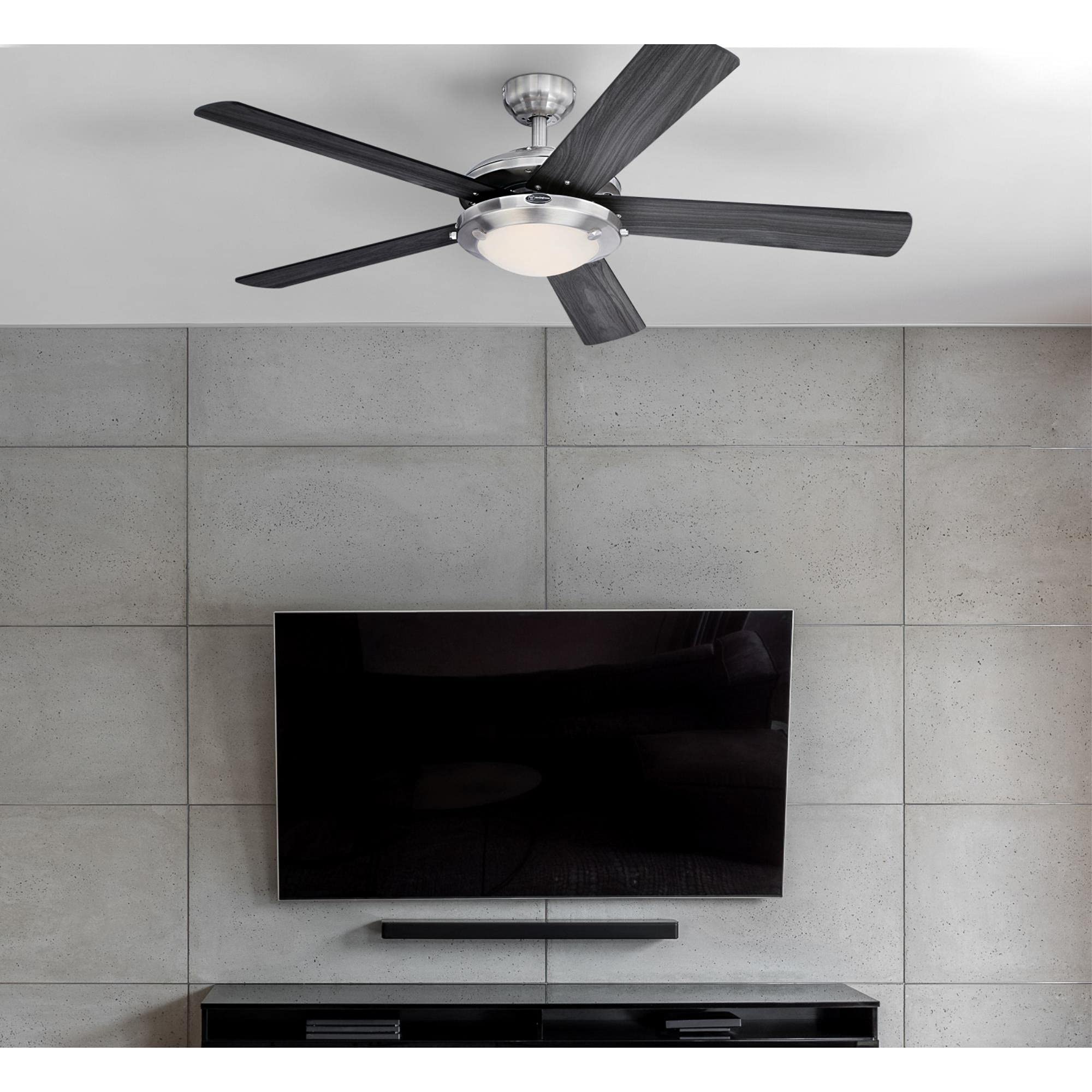 Westinghouse 7305400 Comet Led Ceiling Fan, 52 Inch, Brushed Nickel, Frosted Glass