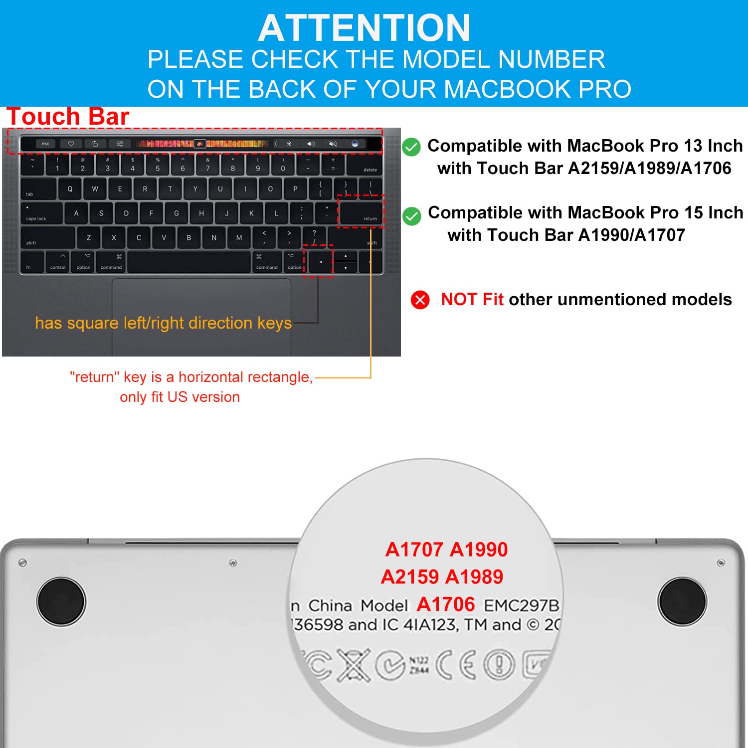 For Macbook Pro Touch Bar Keyboard Cover, Casebuy Ultra Thin Clear Keyboard Skin For 2019 2016 Release Macbook Pro With Touchbar