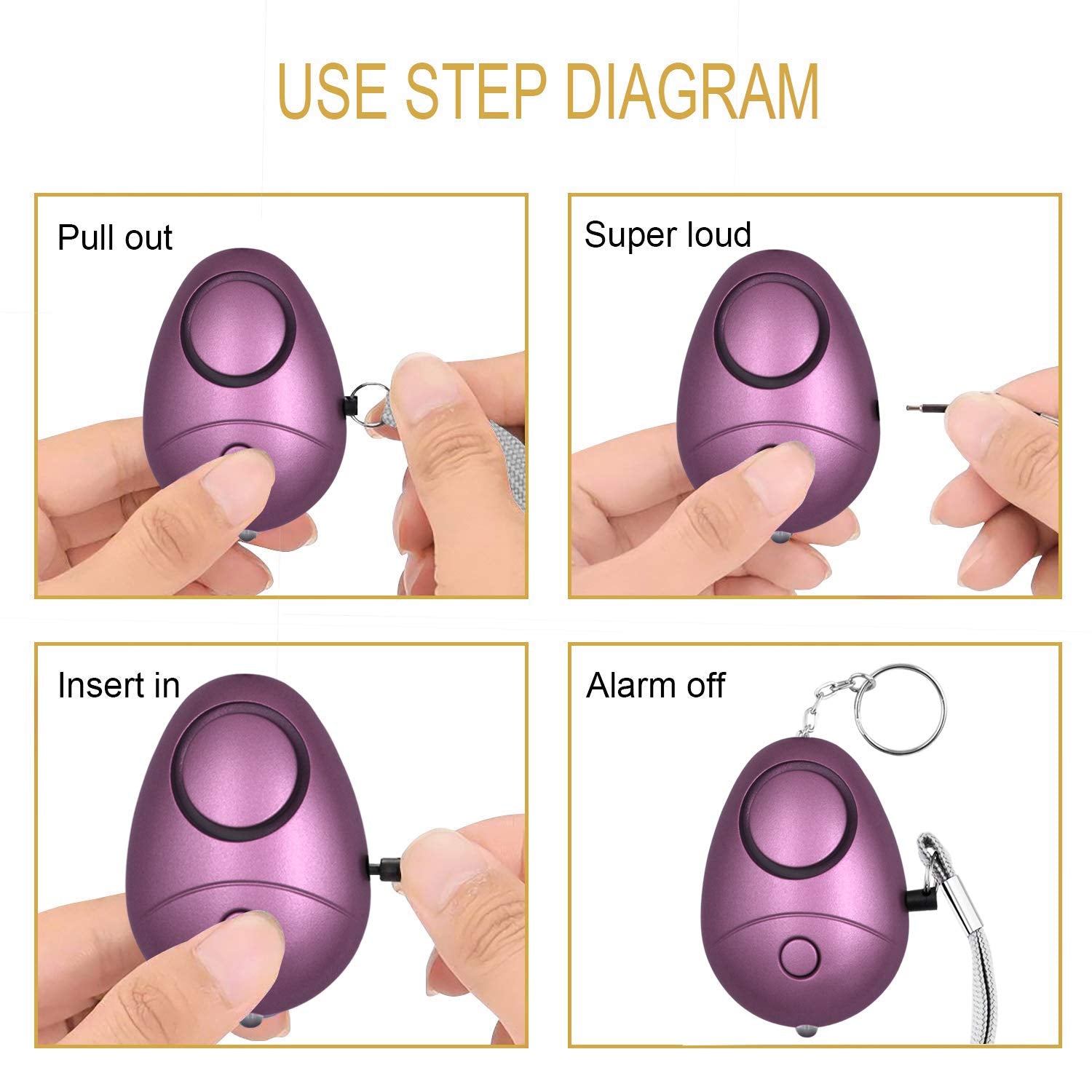 Kosin Safe Sound Personal Alarm, 6 Pack 140Db Personal Security Alarm Keychain With Led Lights, Emergency Safety Alarm For Women