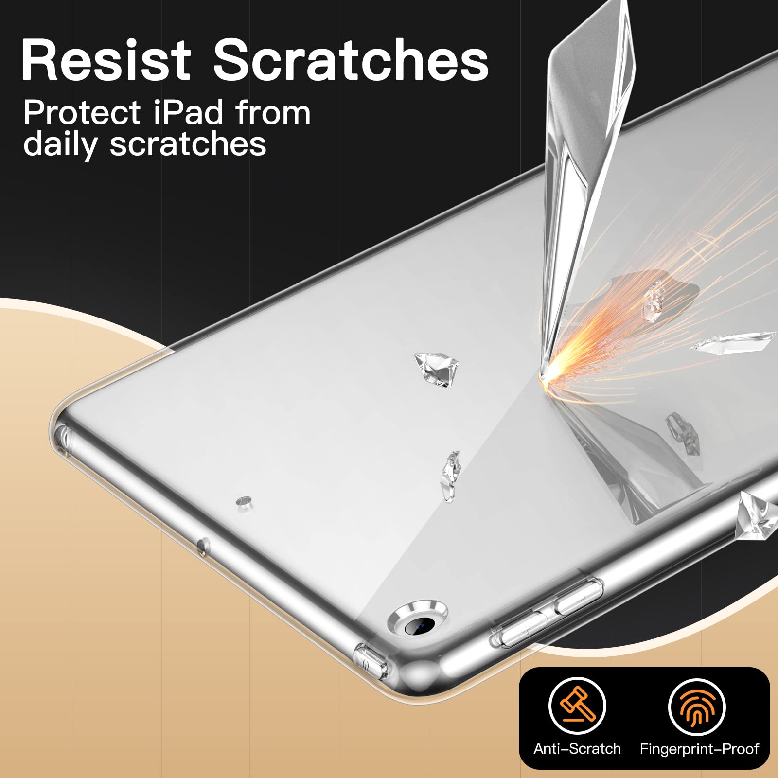 Jetech Case For Ipad 9/8/7 (10.2-Inch, 2021/2020/2019 Model, 9Th/8Th/7Th Generation), Soft Tpu Transparent Slim Shockproof Table