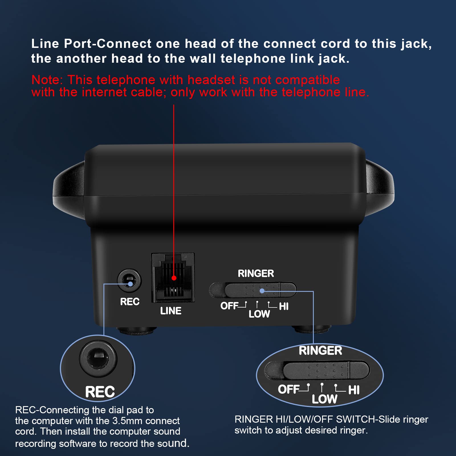 Agptek Corded Telephone With Headset & Dialpad For House Call Center Office   Noise Cancellation