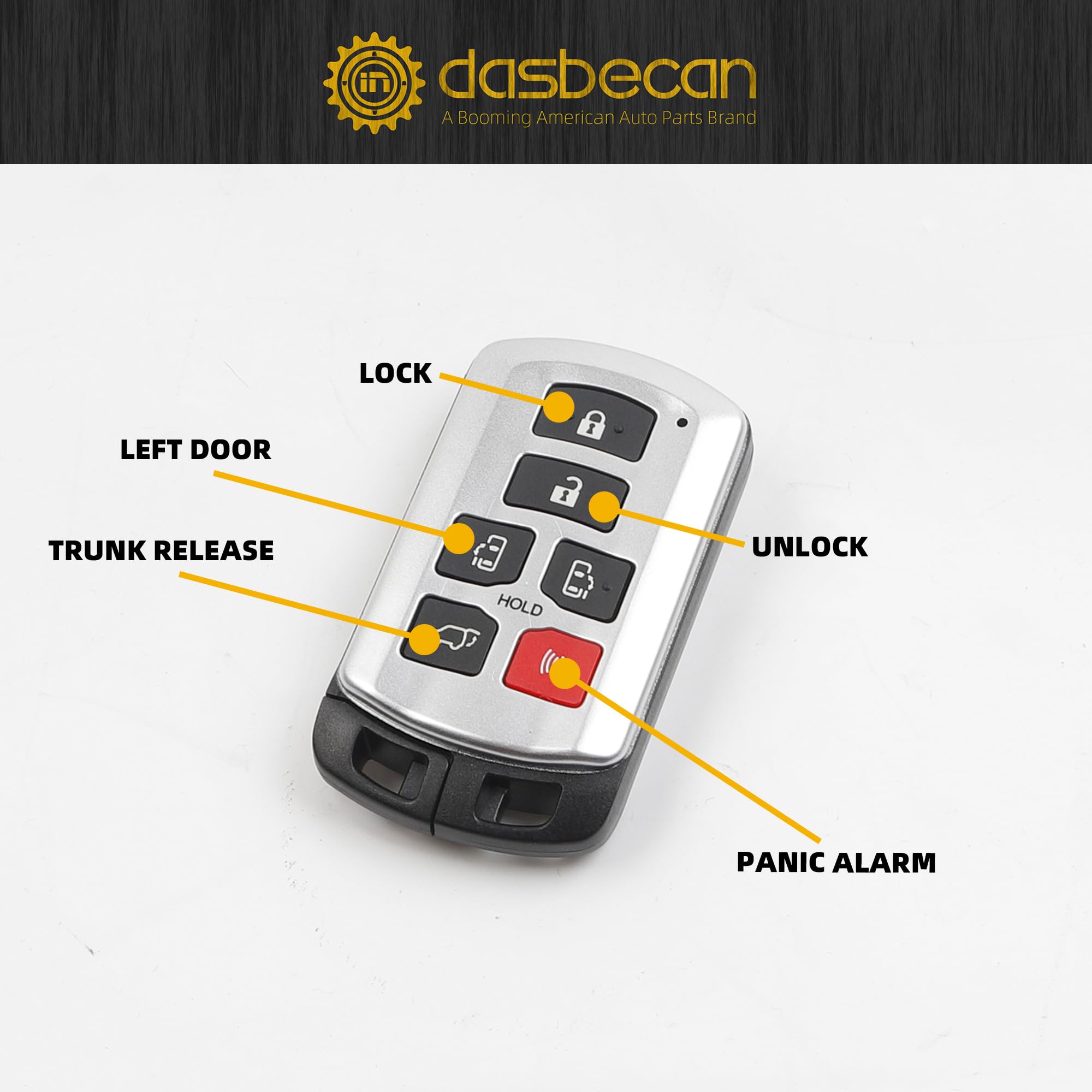 Dasbecan Key Fob Replacement Compatible With Toyota Sienna 2011-2020 Keyless Entry Remote Control Replaces 89904-08010 314.3 Mhz