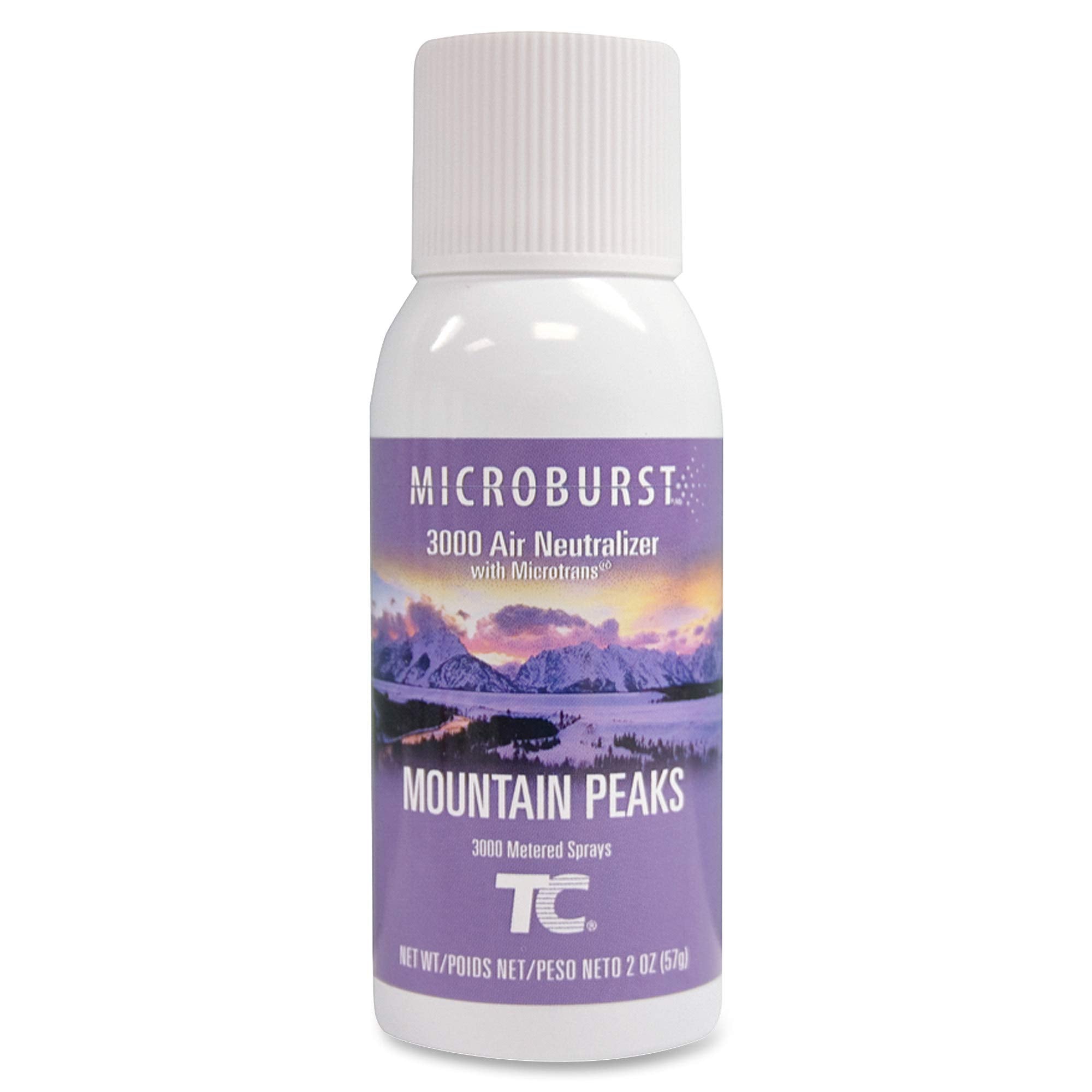 Rubbermaid Commercial Products Microburst 3000 Aerosol Air Freshener Refill, Mountain Peaks, Automatic Odor Control System, For