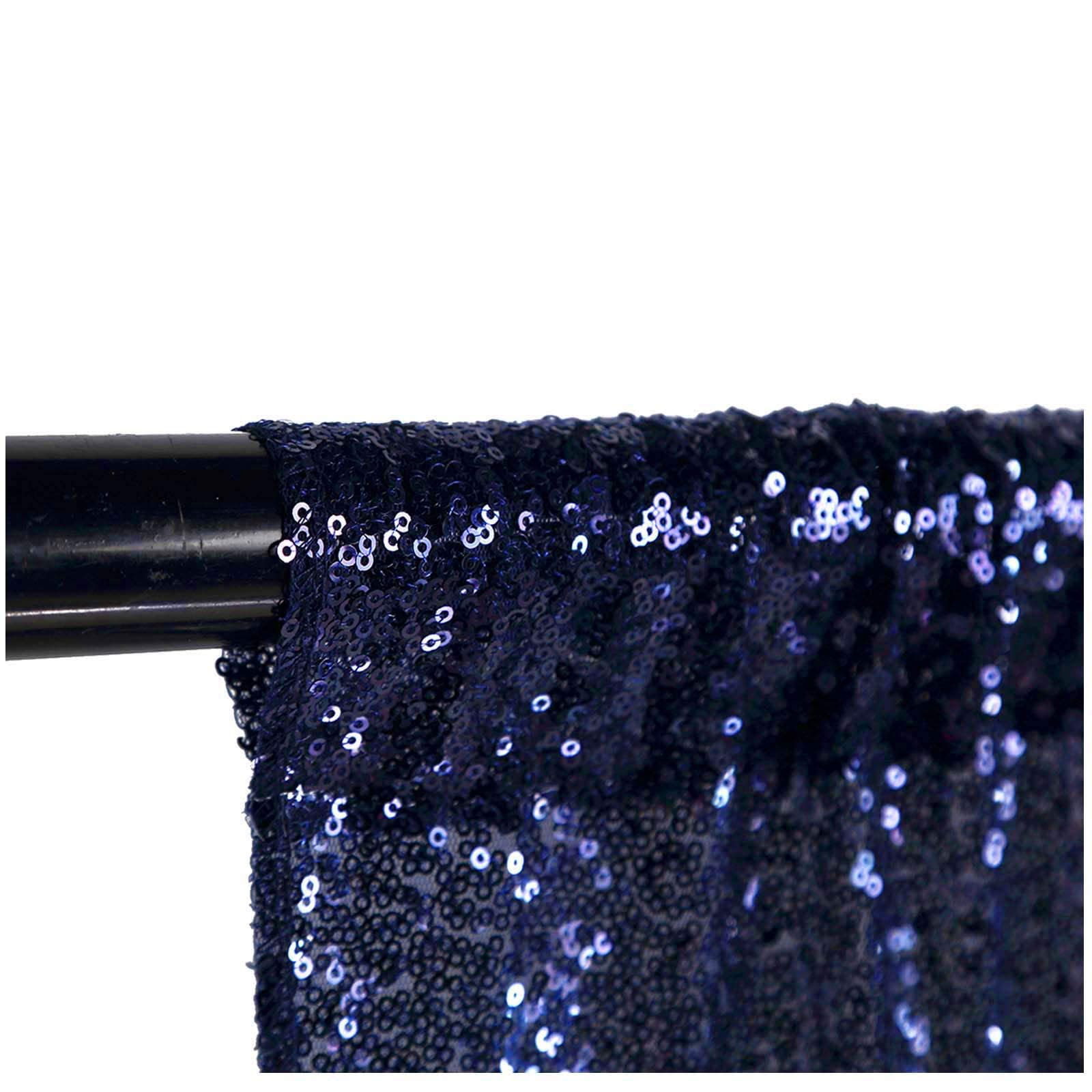 Lqiao Sequin Backdrop Curtain Panel 2X8Ft Navy Blue, Sequin Photography Backdrop Curtain For Party/Home Curtain Decoration 1Pc, 
