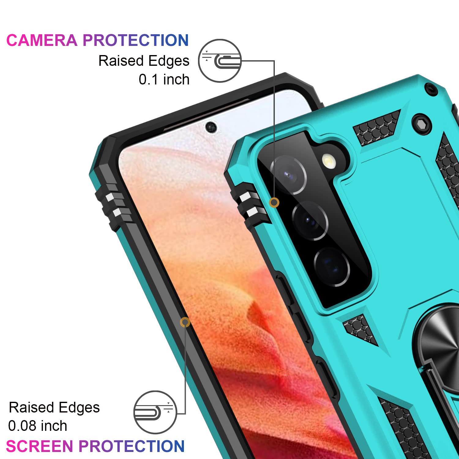 Ikazz For Galaxy S22 Case,Military Grade Shockproof Heavy Duty Protective Phone Cover Pass 16Ft Drop Test With Magnetic Kickstan