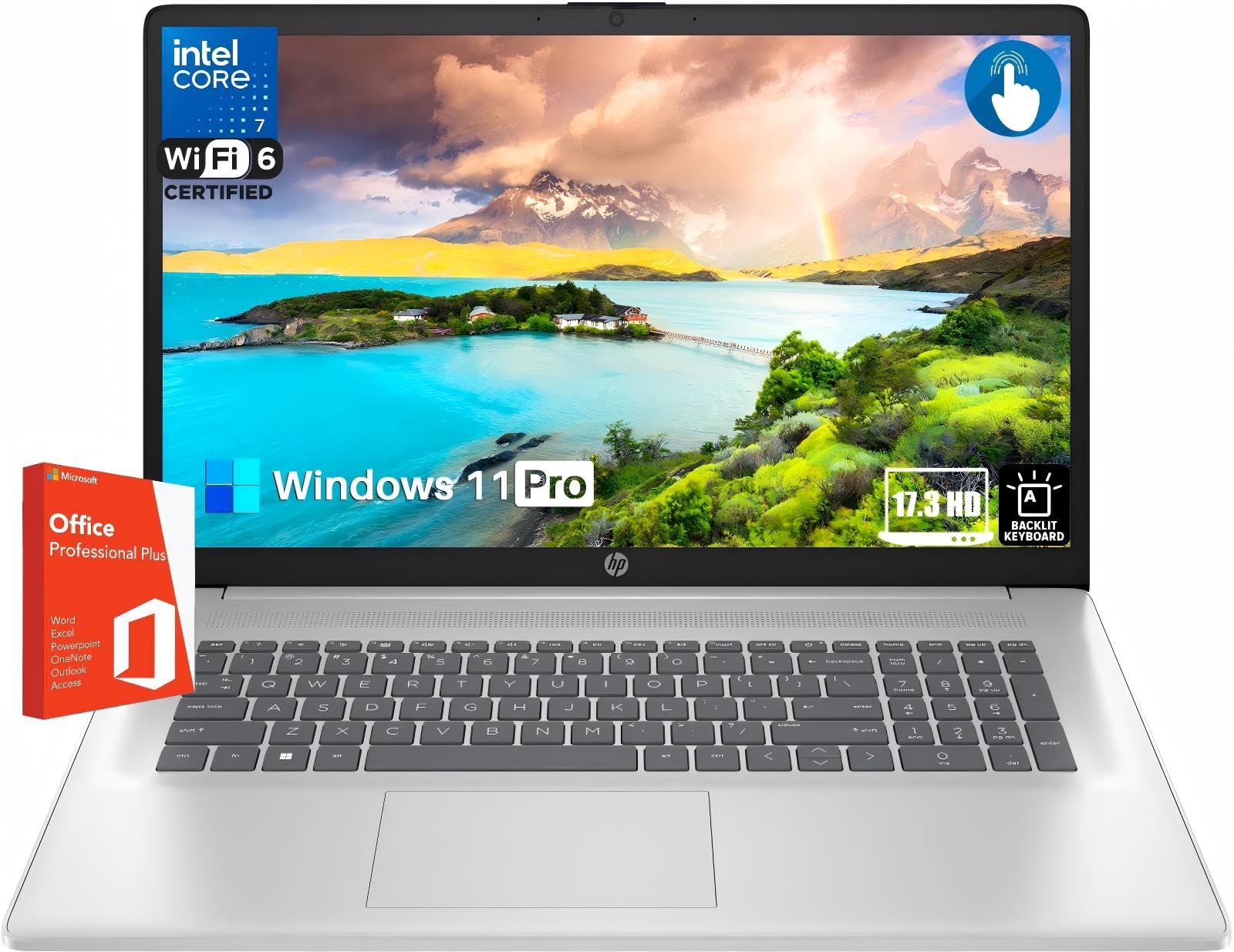 HP 17 Touchscreen Laptop Computer, 17.3 HD+ Display, 10-Core Intel 7-150U(Beats i7-1335U), 64 GB RAM, 1 TB SSD, Intel Graphics, 