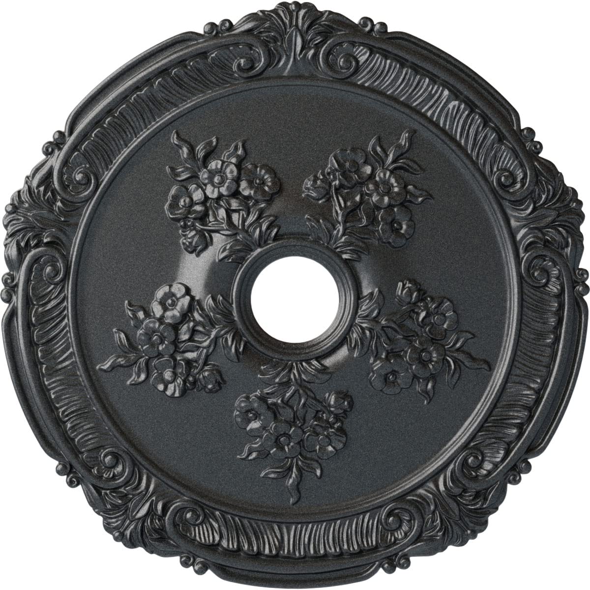 Ekena Millwork Cm26Atpes Attica With Rose Ceiling Medallion, 26''Od X 3 3/4''Id X 1 1/2''P, Hand Painted Pewter