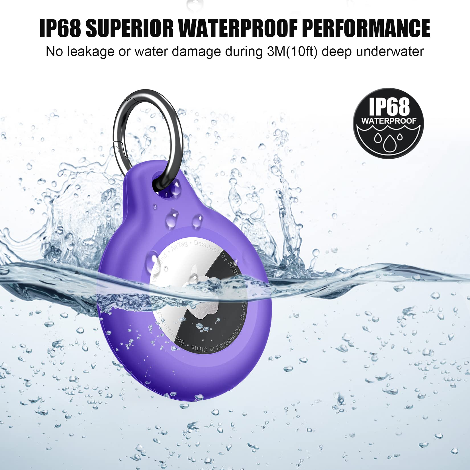 Supfine Waterproof Airtag Holder,2 Pack Air Tag Keychain,Hard Pc+Tpu Full Body Protective Tracker Case With Loop Key Ring For Ap