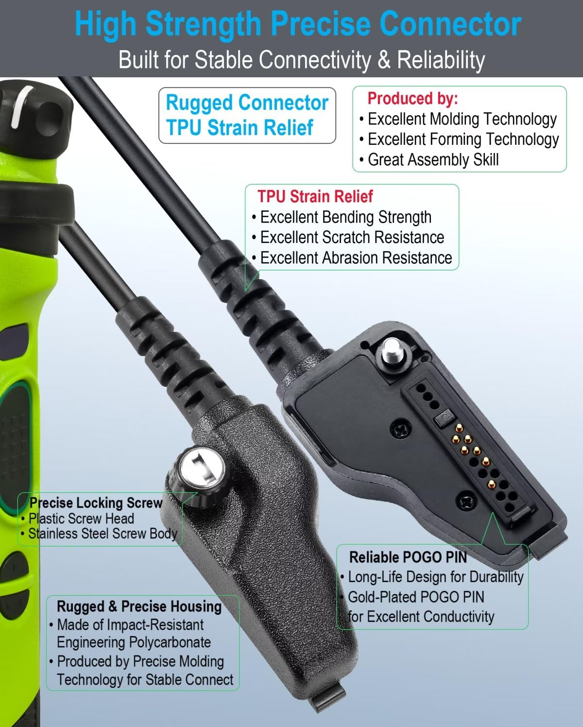 Commountain Speaker Mic Compatible With Kenwood Radios Nx 200 Nx 210 Nx 300 Nx 3200 Nx 3300 Nx 3400 Nx 410 Nx 411 Nx 5200 Nx 5300 Nx 5400 Tk 2180 Tk 3180 Tk 5220 Tk 5320 Tk 290, Shoulder Microphone