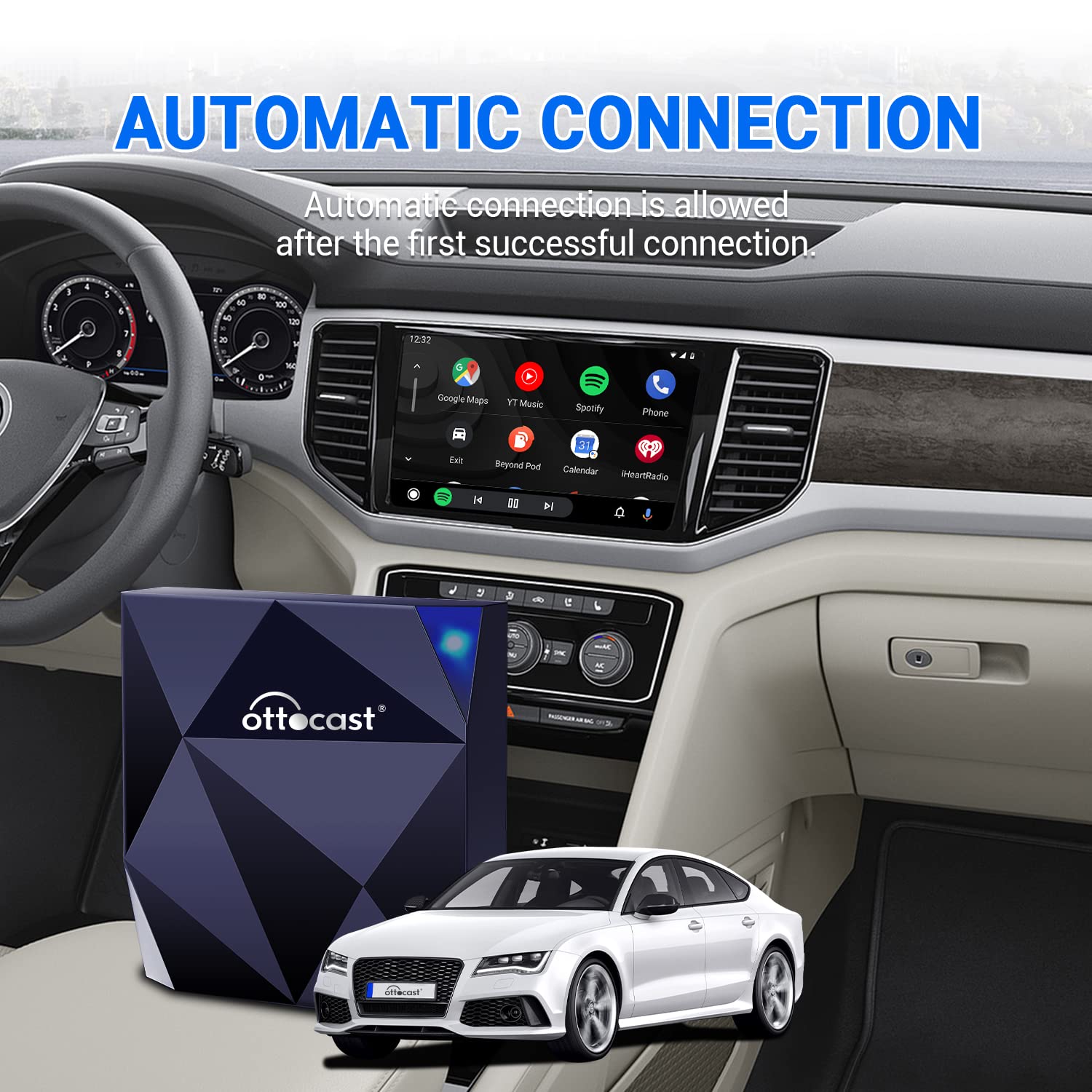 A2Air Wireless Android Auto Adapter   13S Auto Connect Fast Speed,2024 Upgrad Android Auto Wireless Adapter For Cars With Factor
