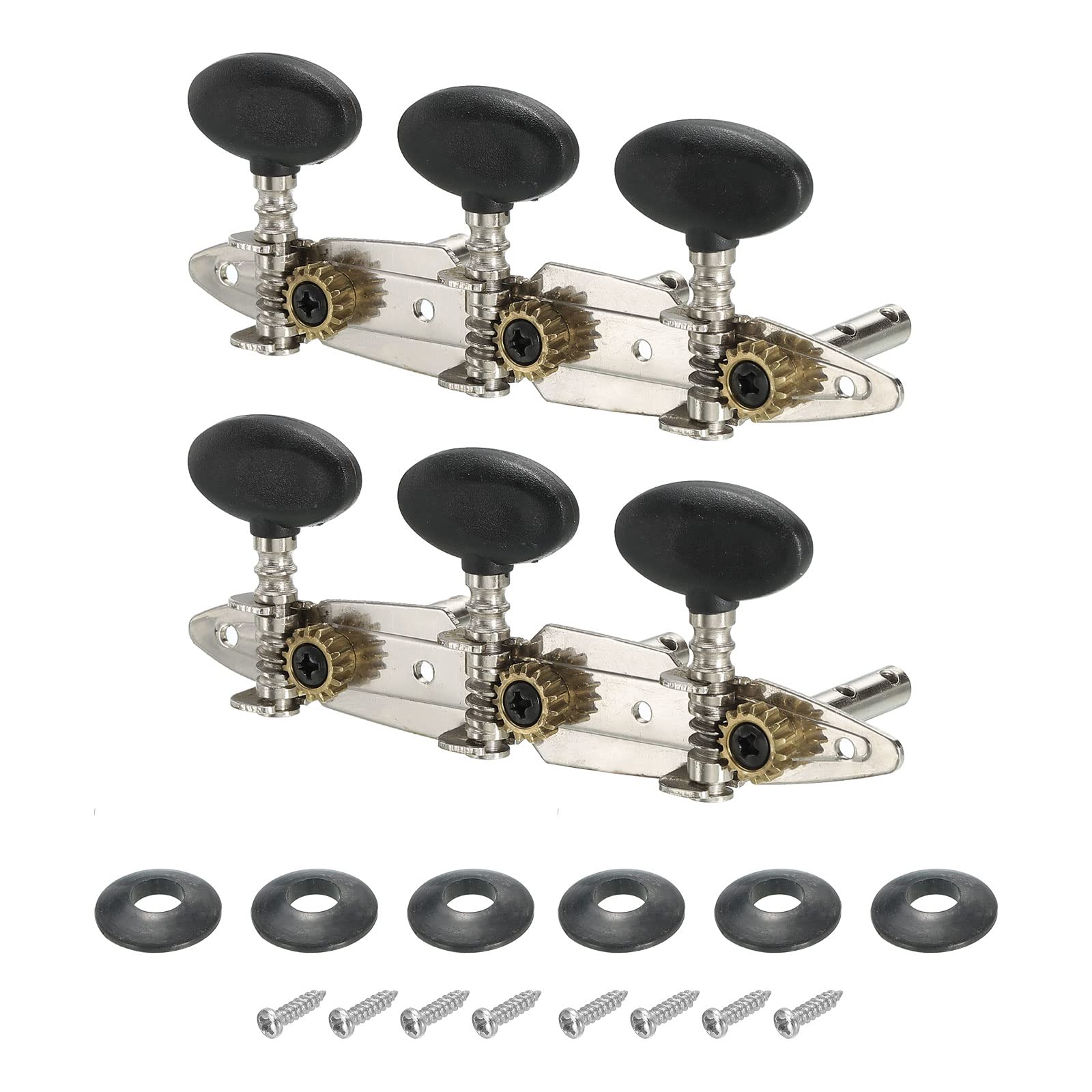 Patikil Guitar Tuners Machine Heads 3+3 Set Tuning Keys String Pegs For Classical Guitar Black Button