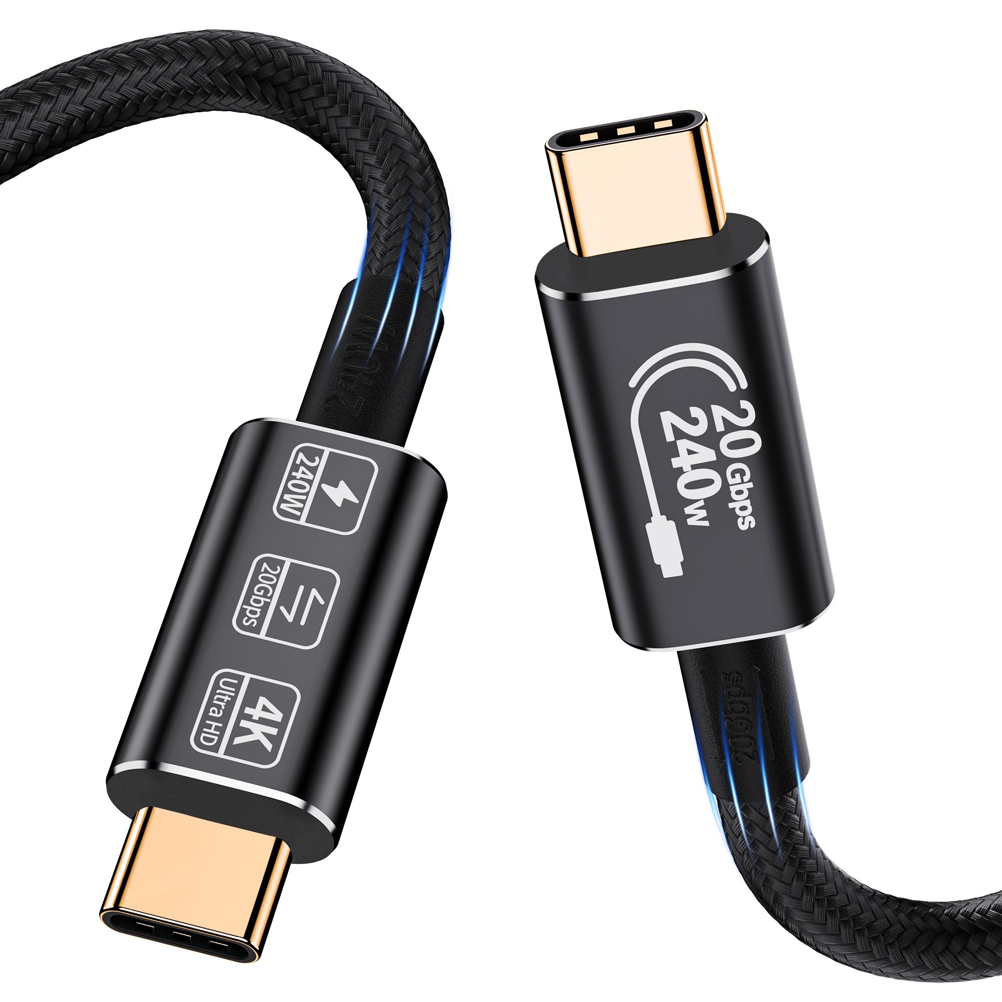 Short Usb C Data Cable,Usbc To Usbc 1.65Ft,Usb C 3.2 Monitor Cable Support 20Gbps 240W Pd Fast Charging Cable, High Speed Usb To