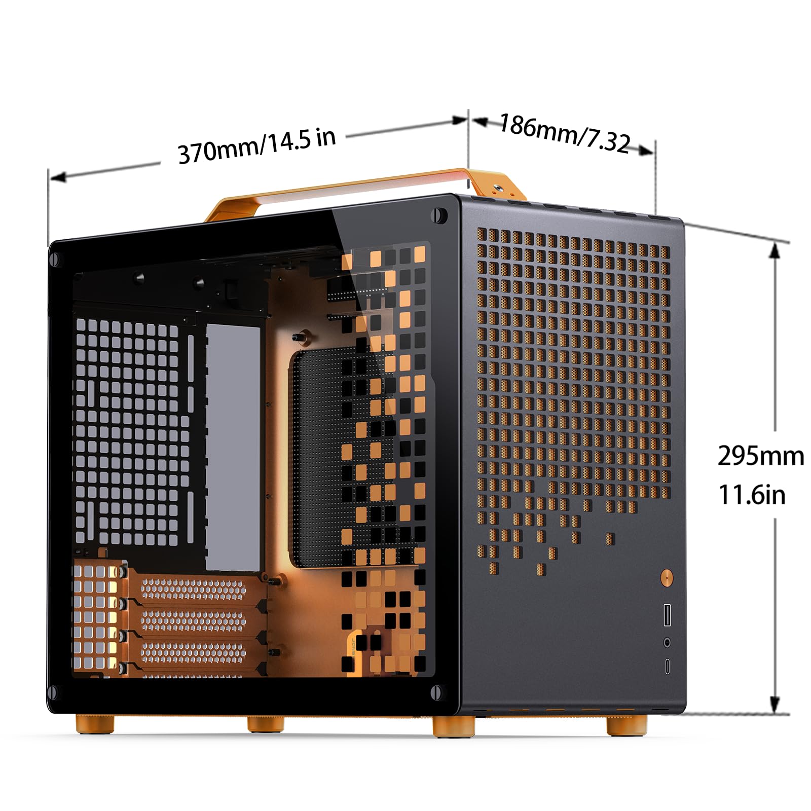 Jonsbo/Jonsplus Z20 Orange/Black Micro Atx Mini Tower Pc Case,With Detachable Carrying Handle, Mini Size, High Performance Hardw