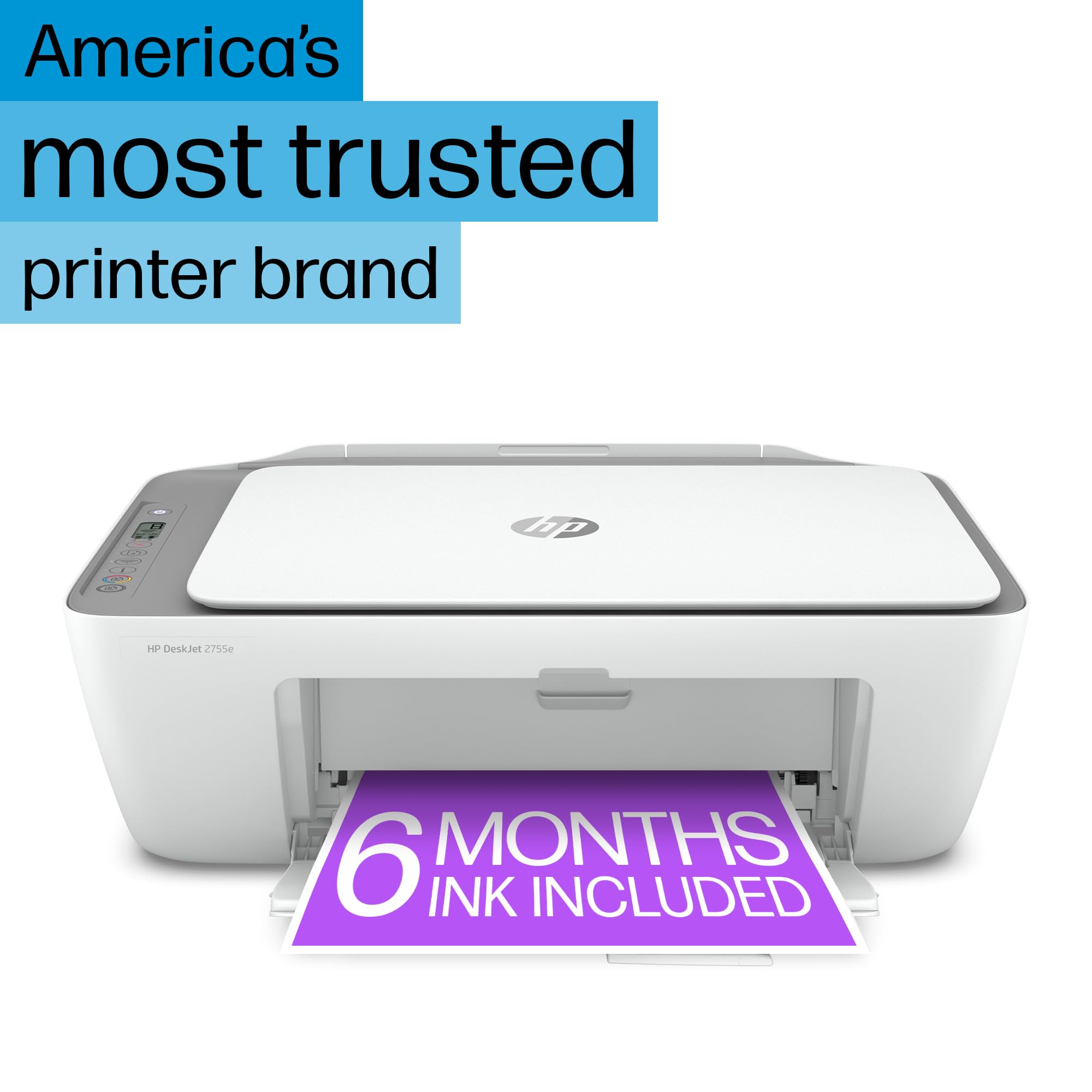 Hp Deskjet 2755E Wireless Color All In One Printer With Bonus 6 Months Instant Ink With Hp+ (26K67A), White