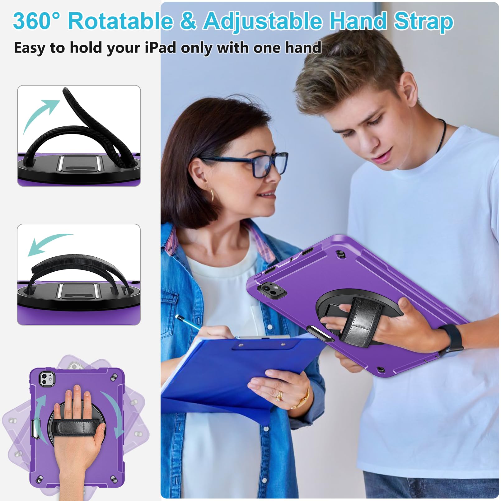 Case For Ipad Pro 11 2024: Tpu Cover For Ipad Pro 11 Inch 5Th Generation With Screen Protector  Stand  Handle  Shoulder Strap  P