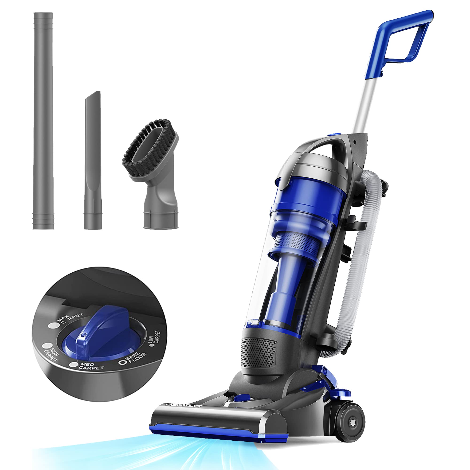 Upright Vacuum Cleaner, Aspiron 1200W 25Kpa 5 Mode Bagless Vacuum Cleaner With Crevice Tool & Extension Wand,3L Dust Cup With He